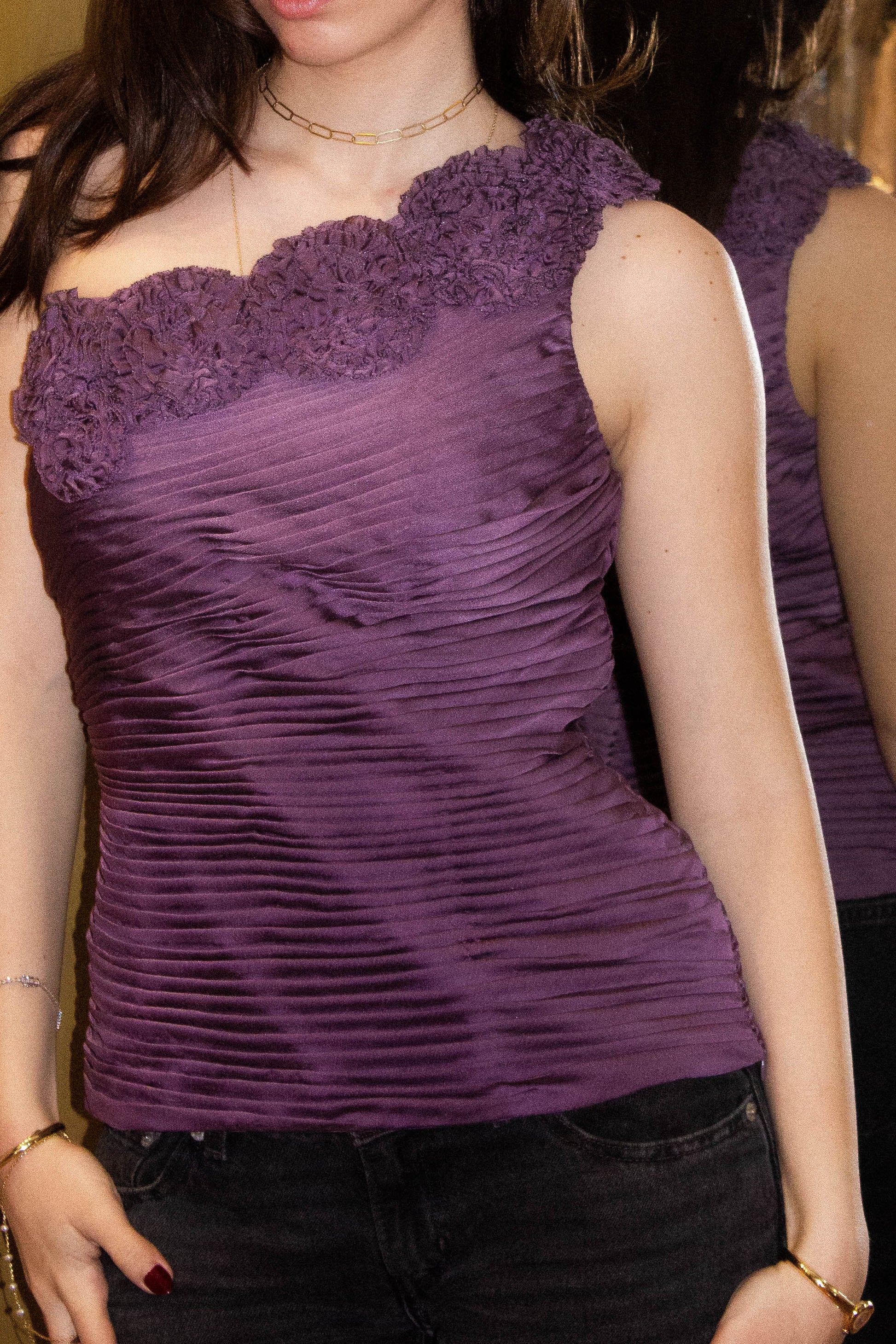 Y2K Purple Ruffle Top