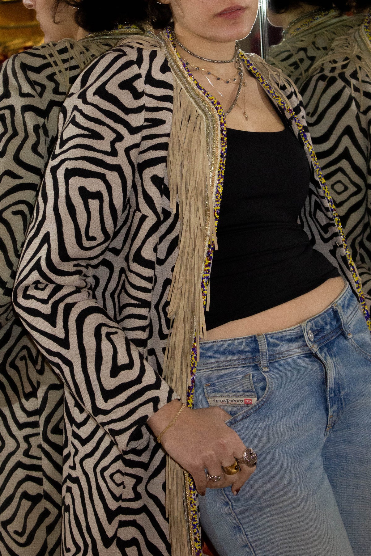 Zebra Fringe Overcoat