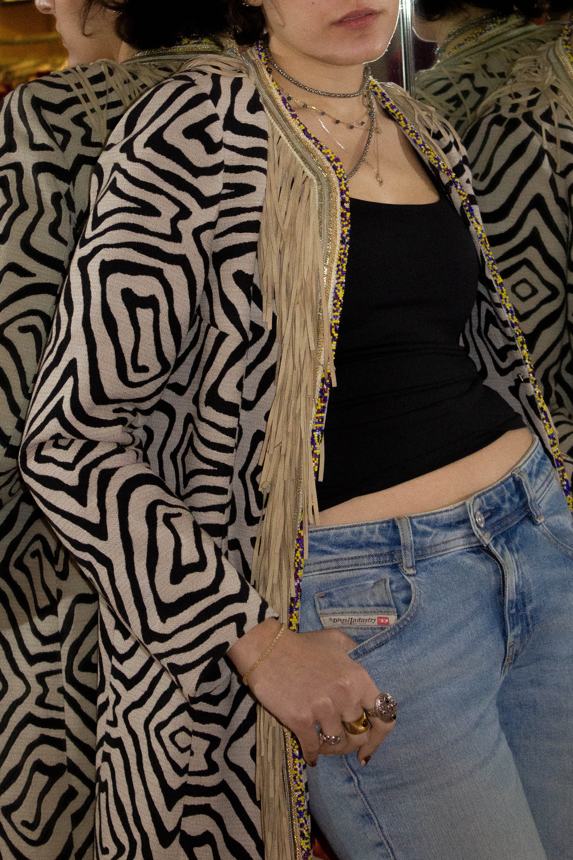 Zebra Fringe Overcoat