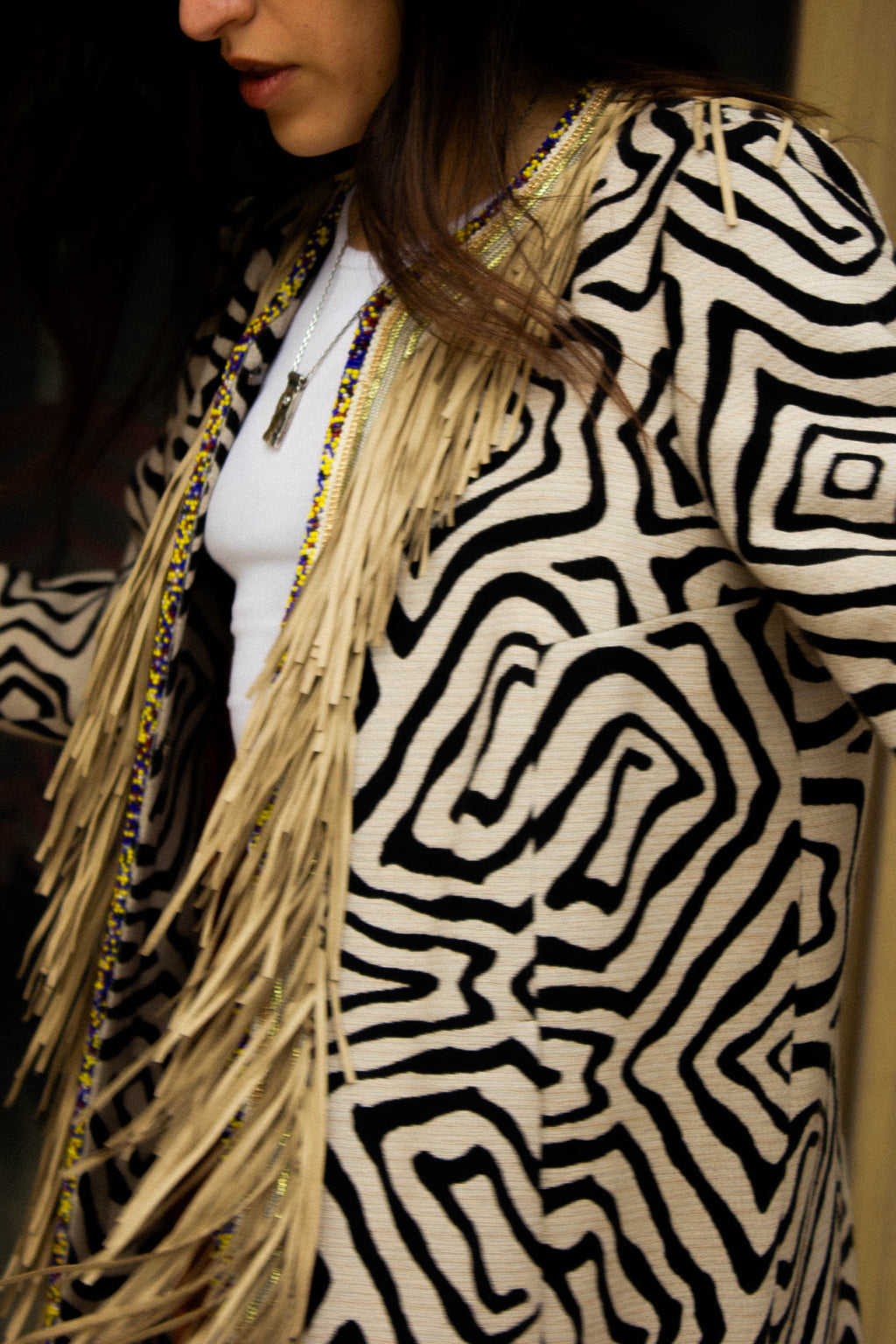 Zebra Fringe Overcoat