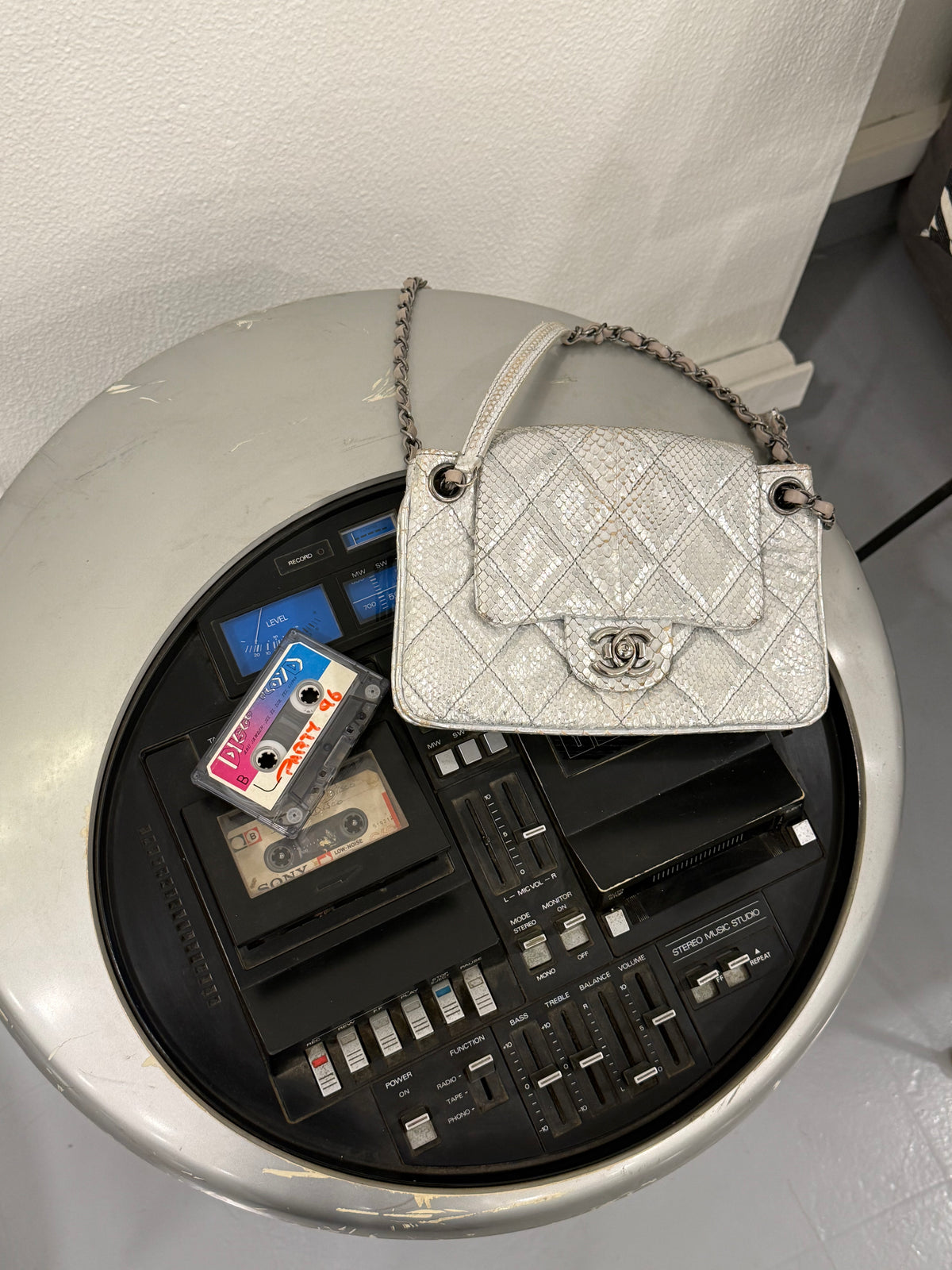 2010 Chanel limited edition silver shoulder bag