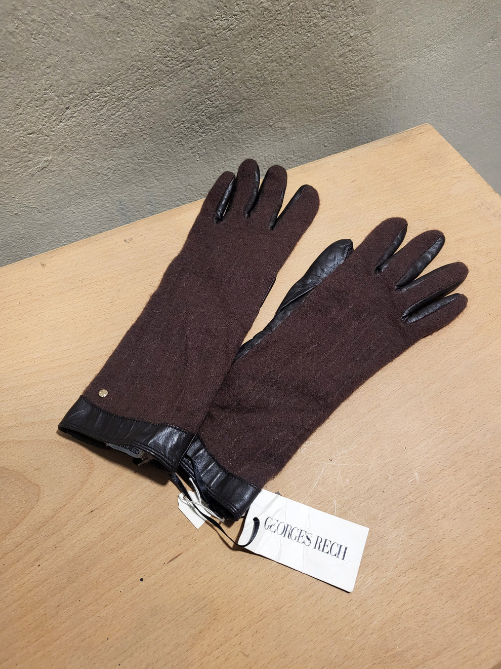 Georges Rech Brown Wool & Leather Gloves