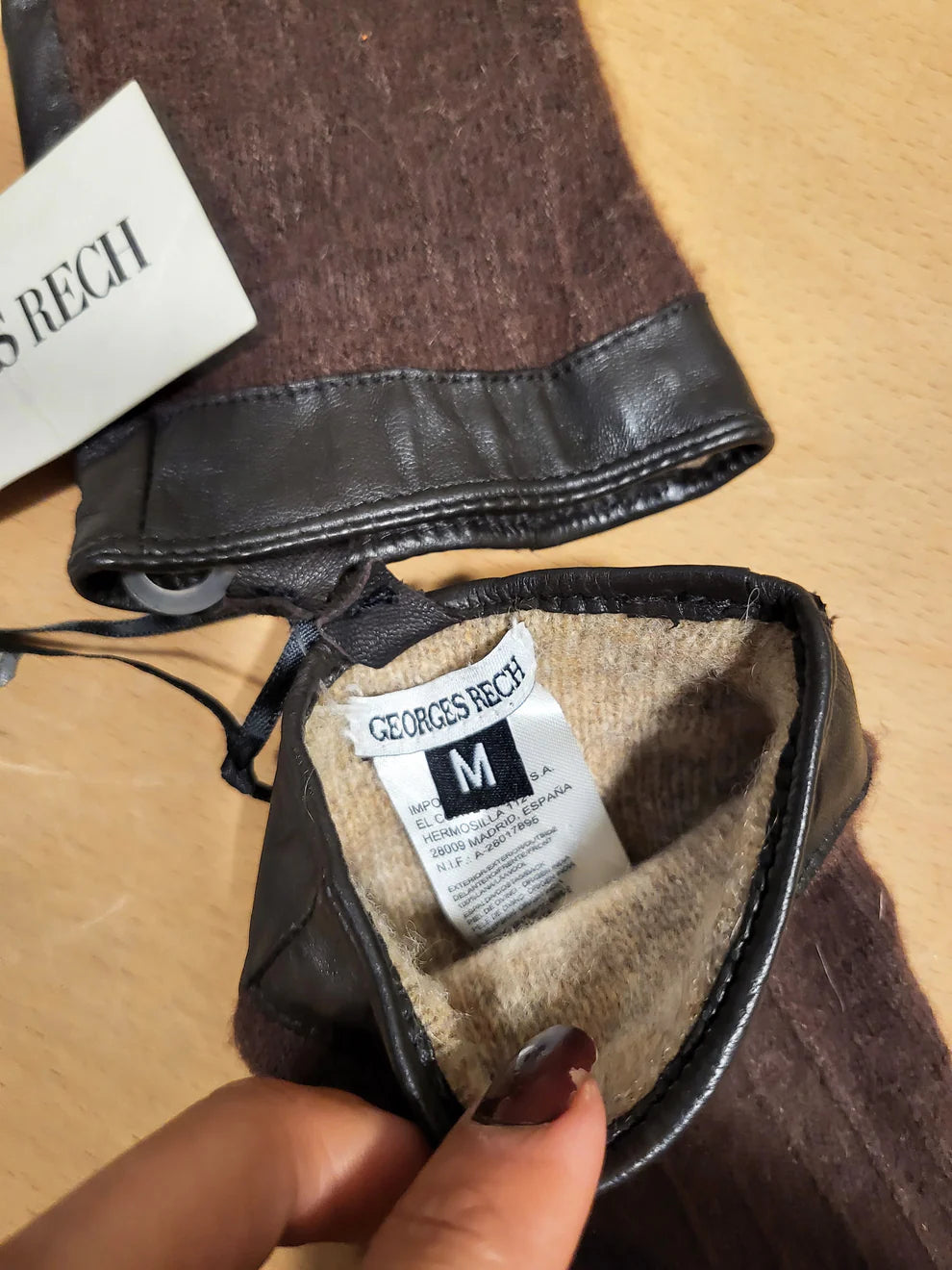Georges Rech Brown Wool & Leather Gloves
