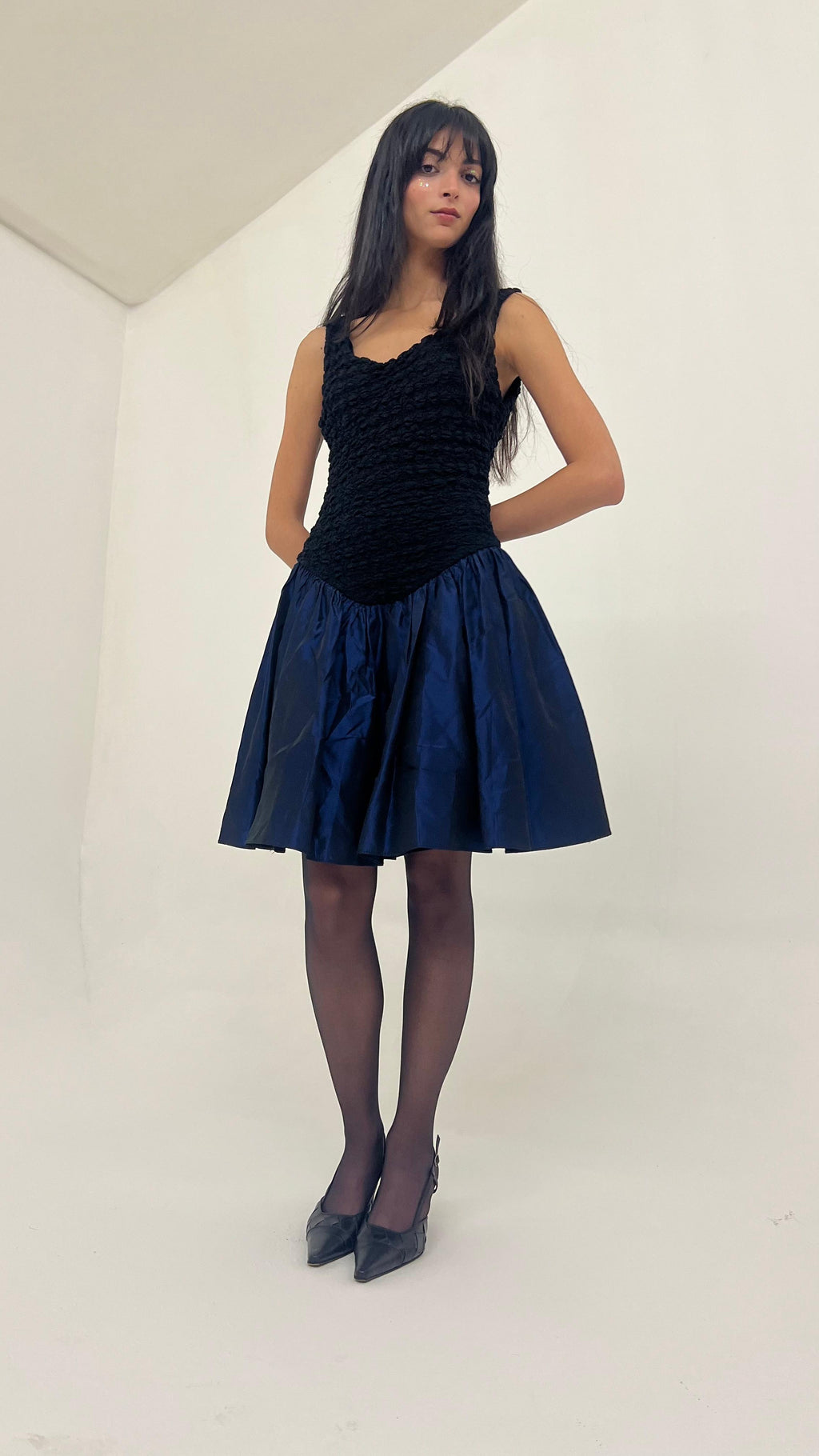 Vintage 80s dress with textured details