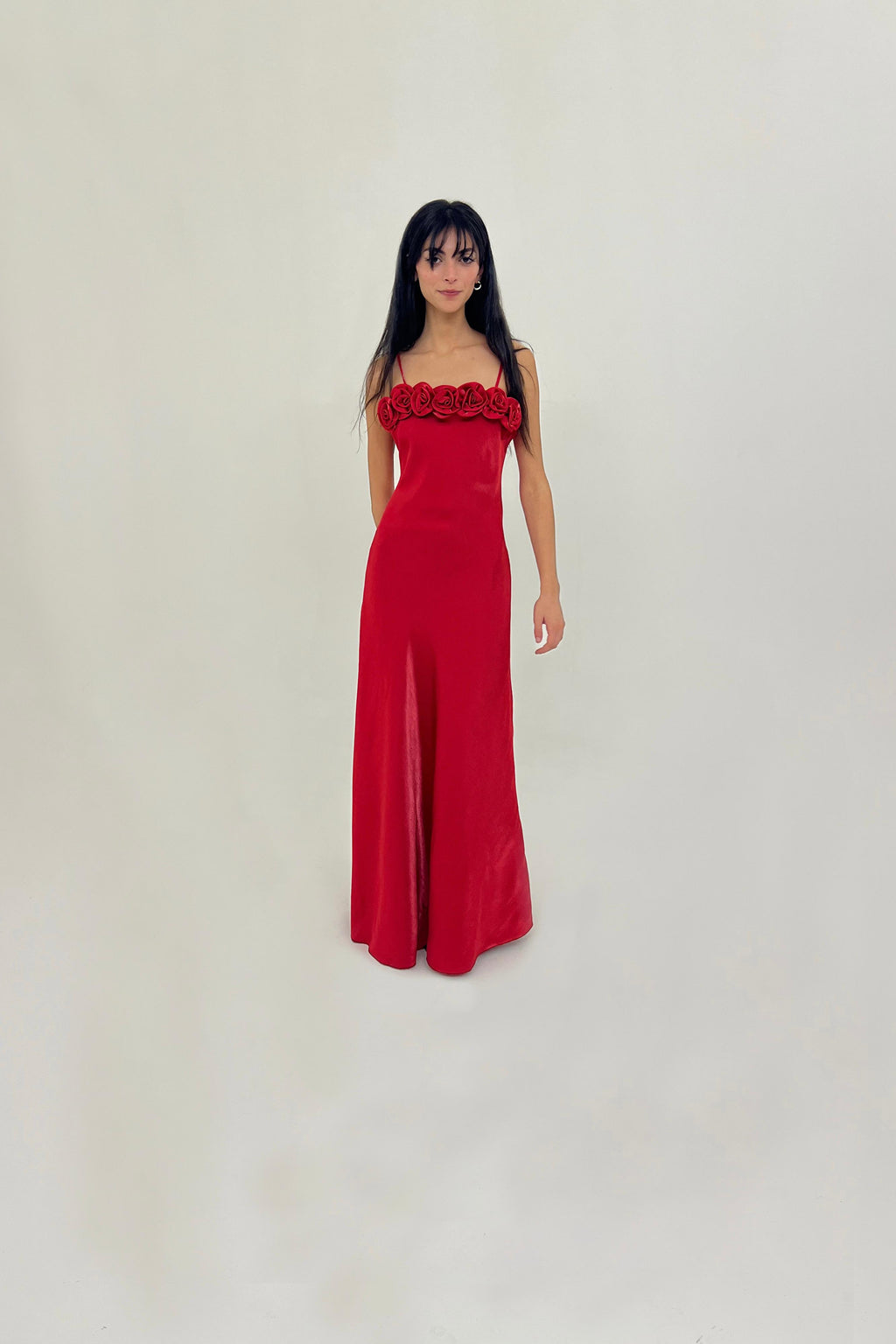 Vintage Y2K satin red slip dress