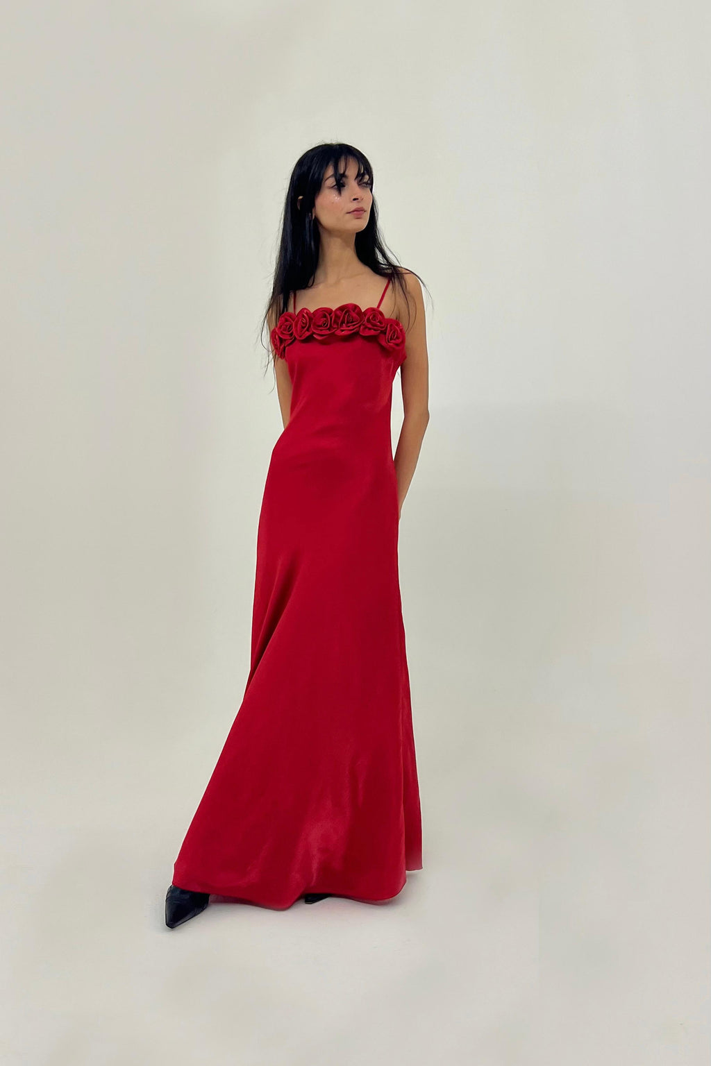 Vintage Y2K satin red slip dress