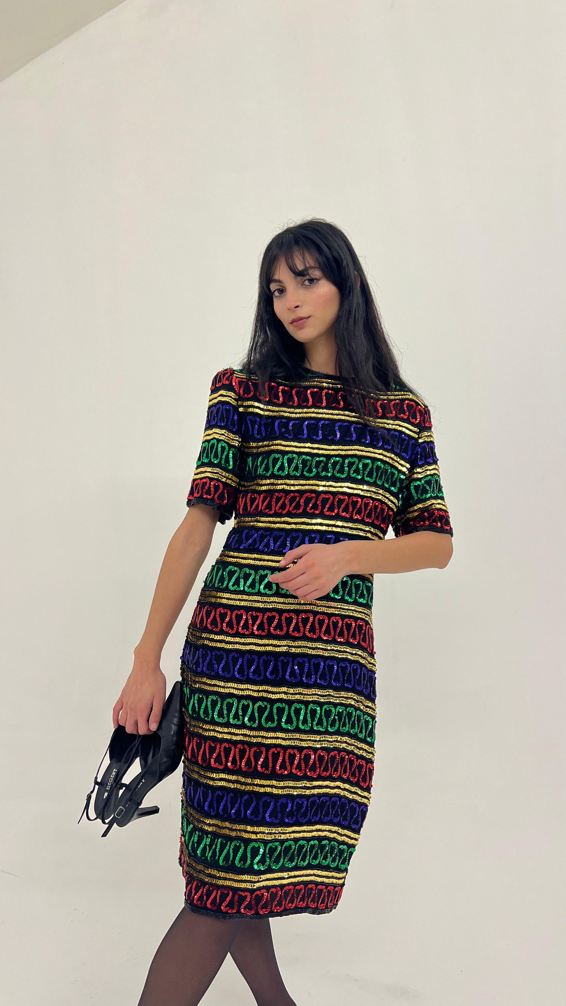 Vintage retro silk sequin dress