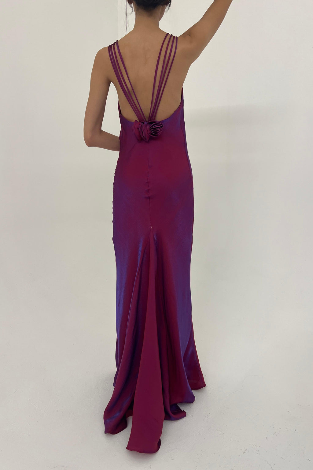 Y2K satin slip dress in purple