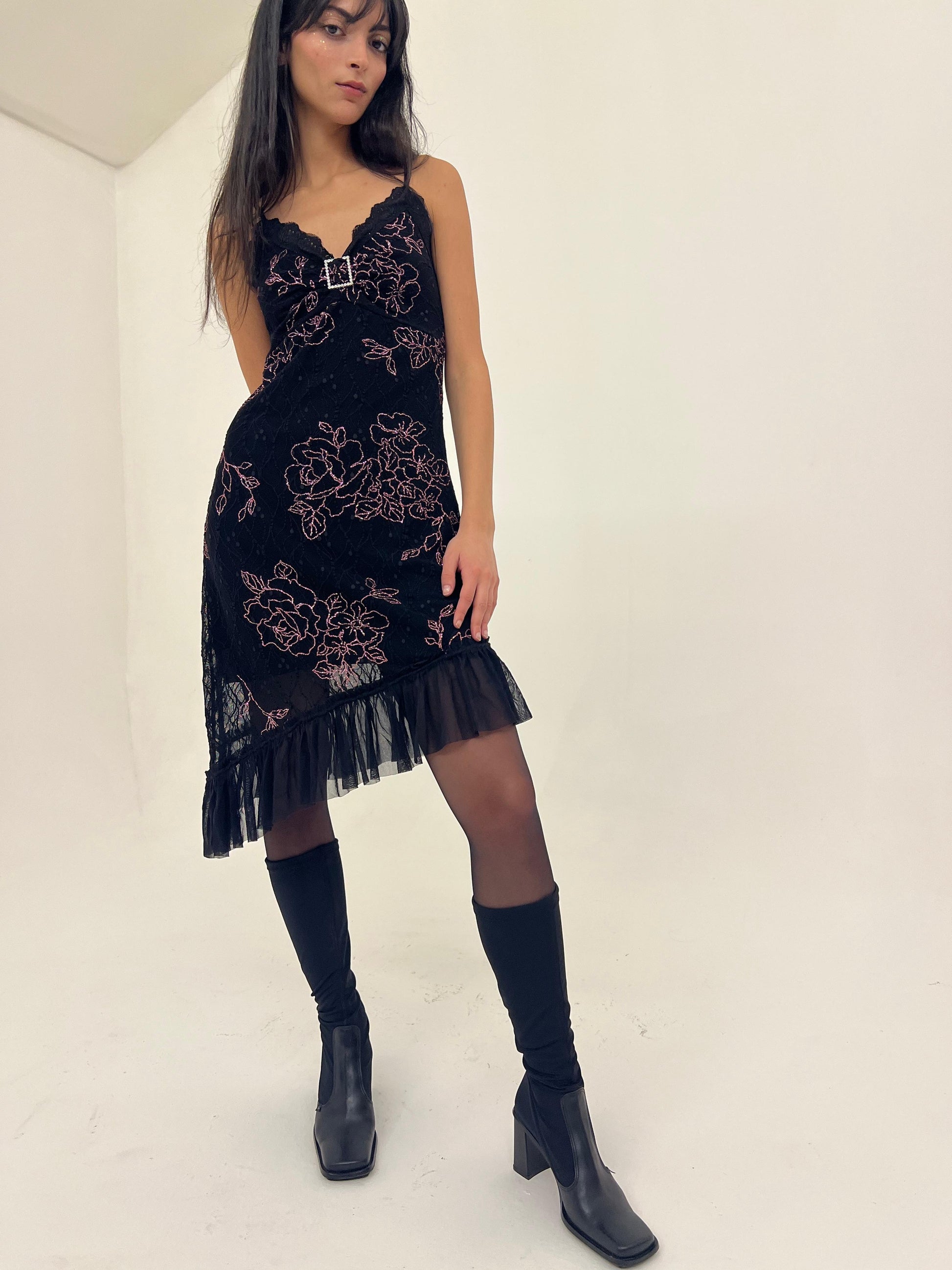 Y2K midi black dress