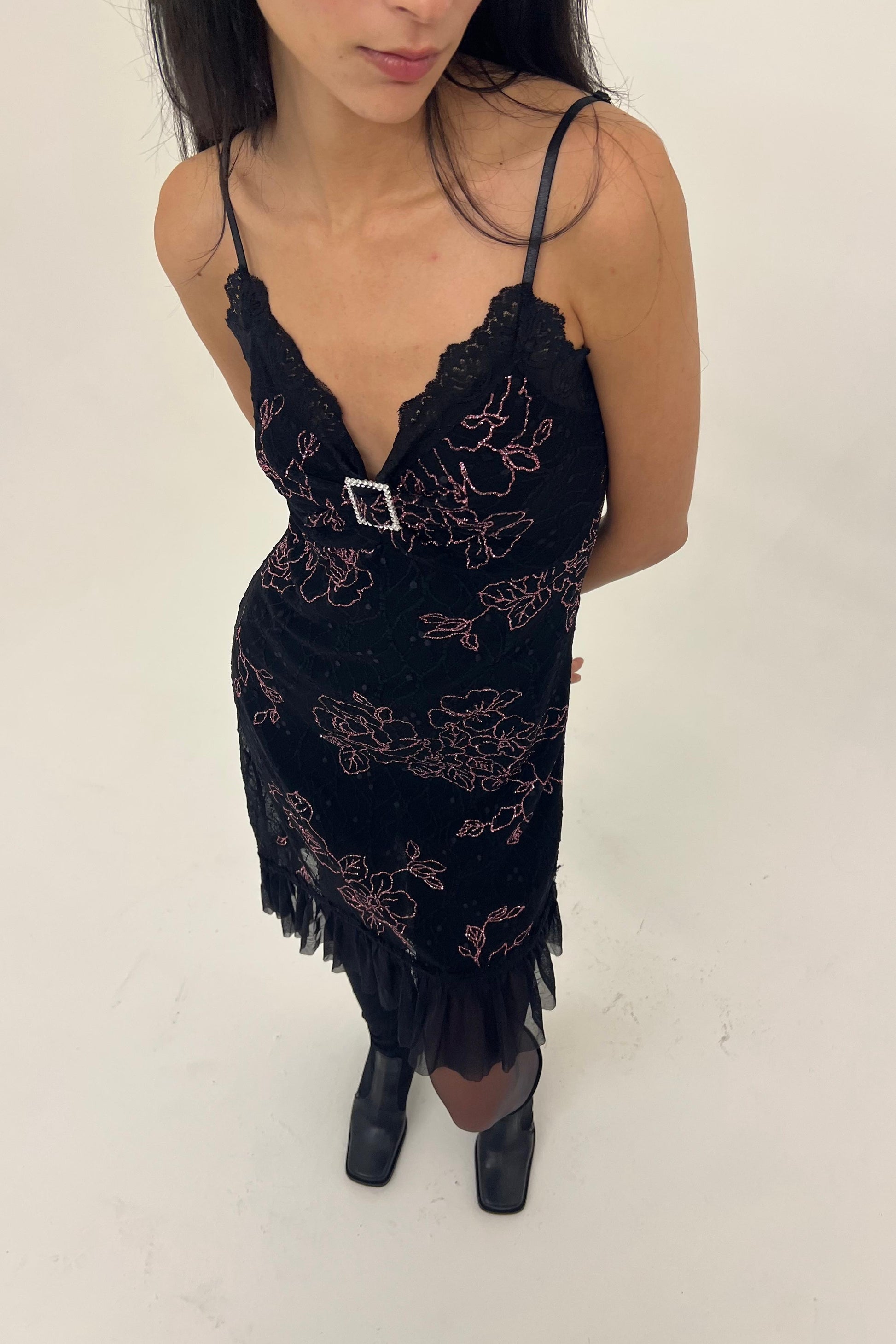 Y2K midi black dress