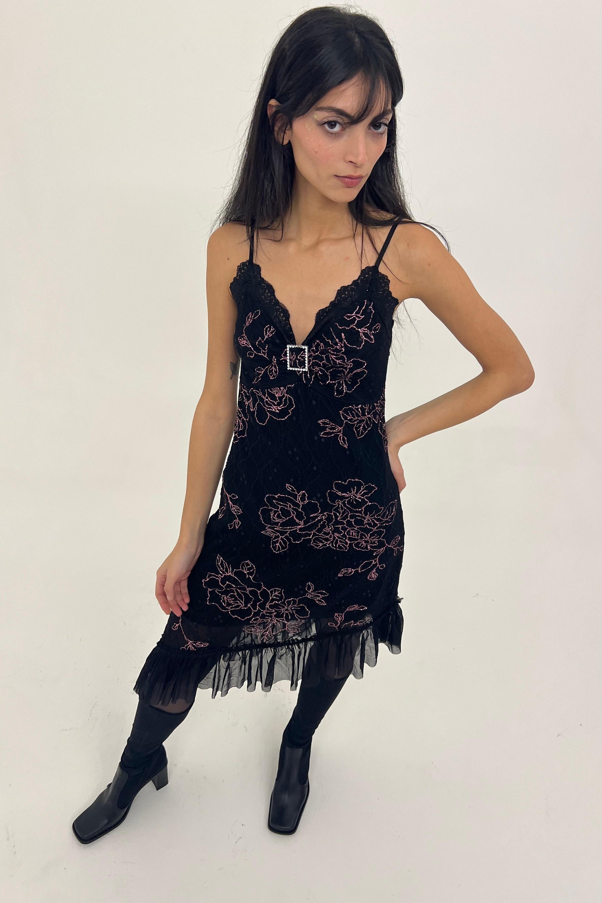 Y2K midi black dress