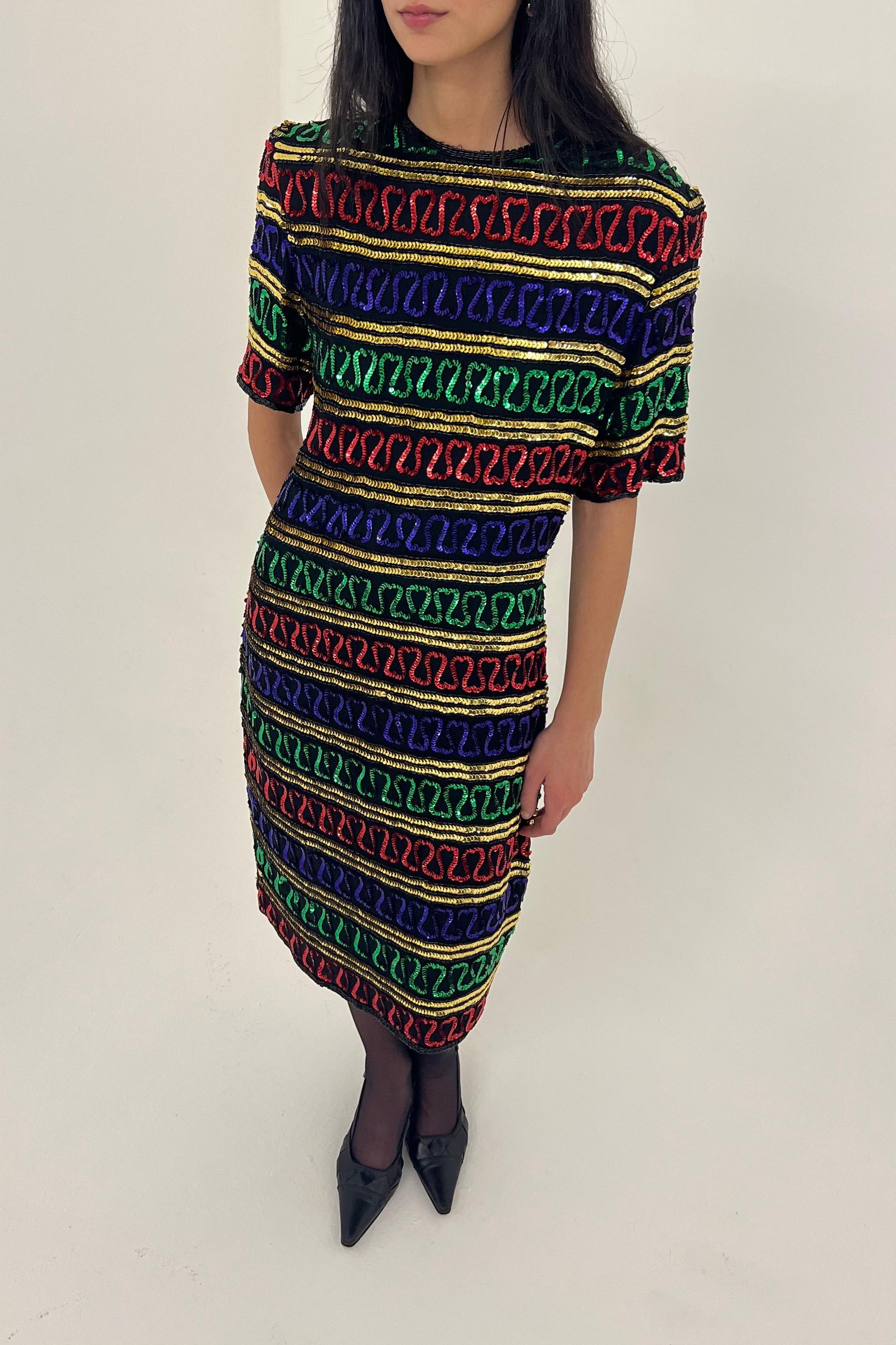 Vintage retro silk sequin dress