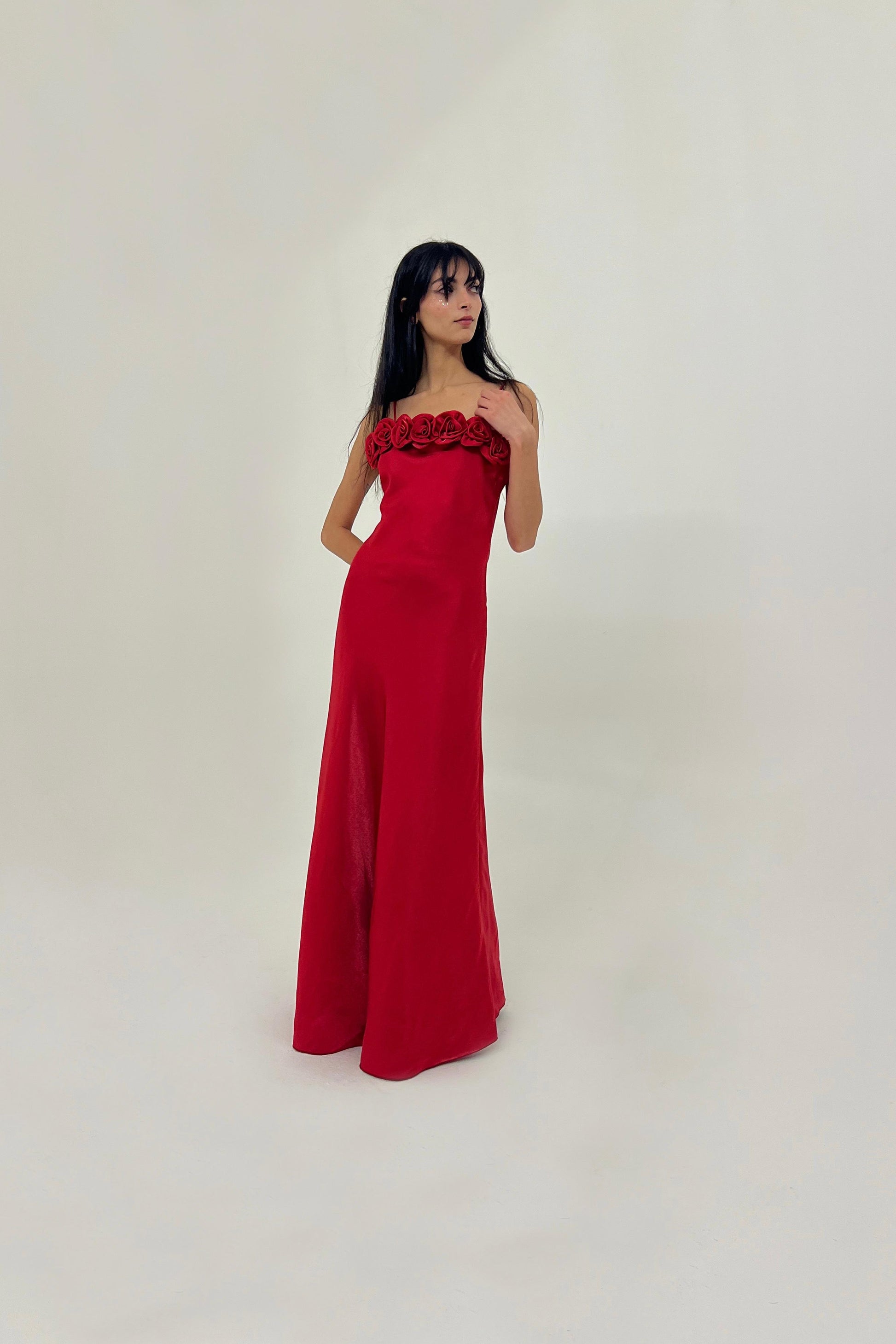 Vintage Y2K satin red slip dress