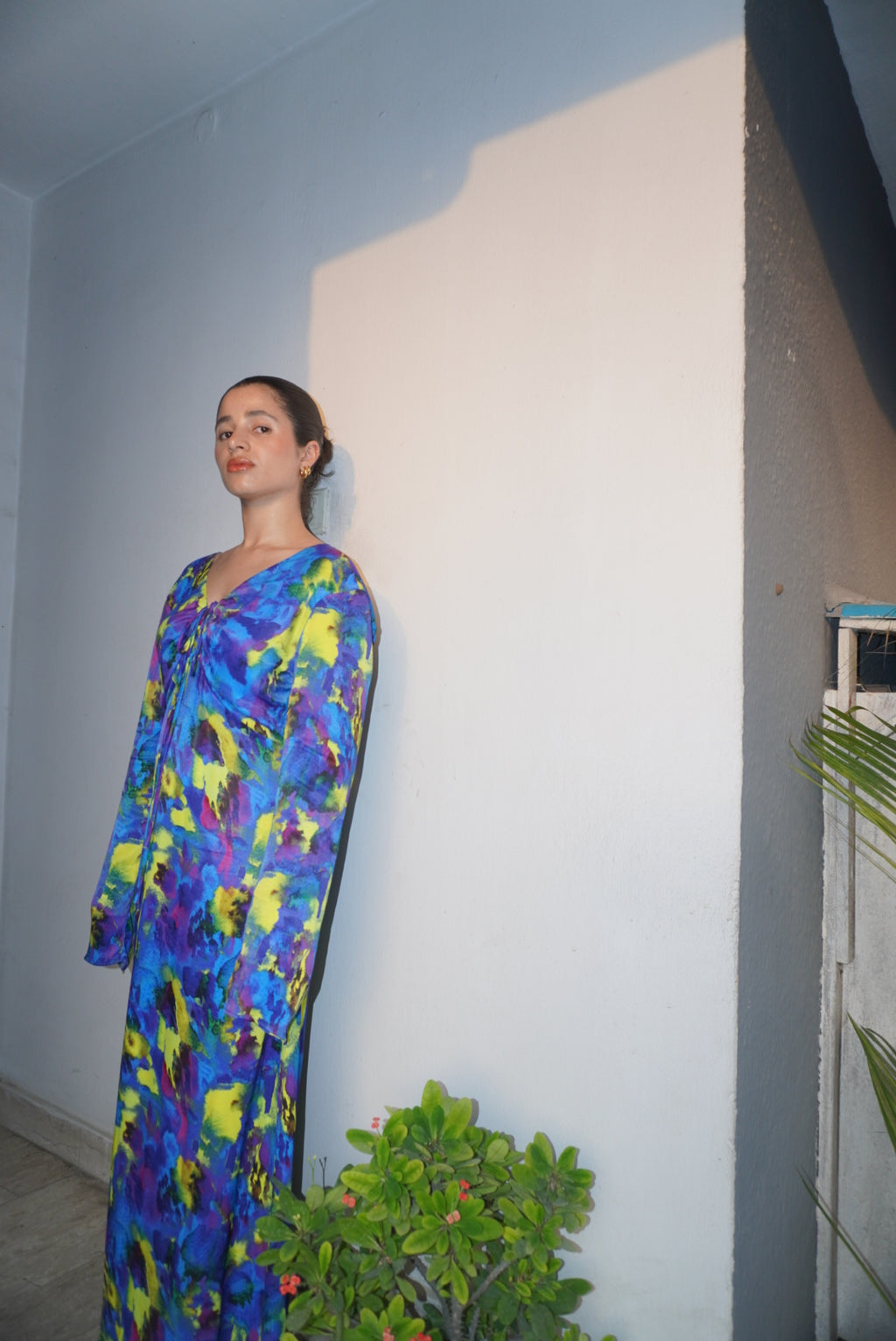 WH x Kimberley Burrows Printed Satin Maxi Dress