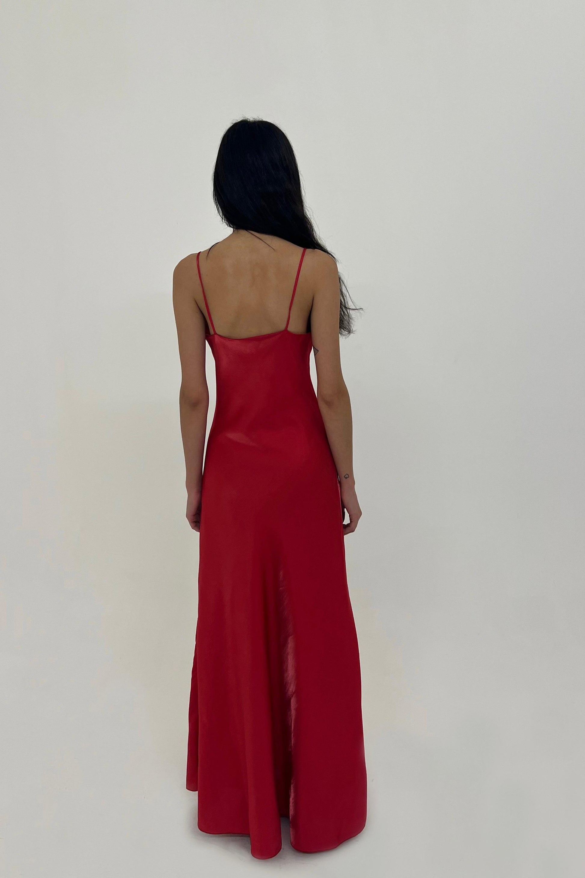 Vintage Y2K satin red slip dress