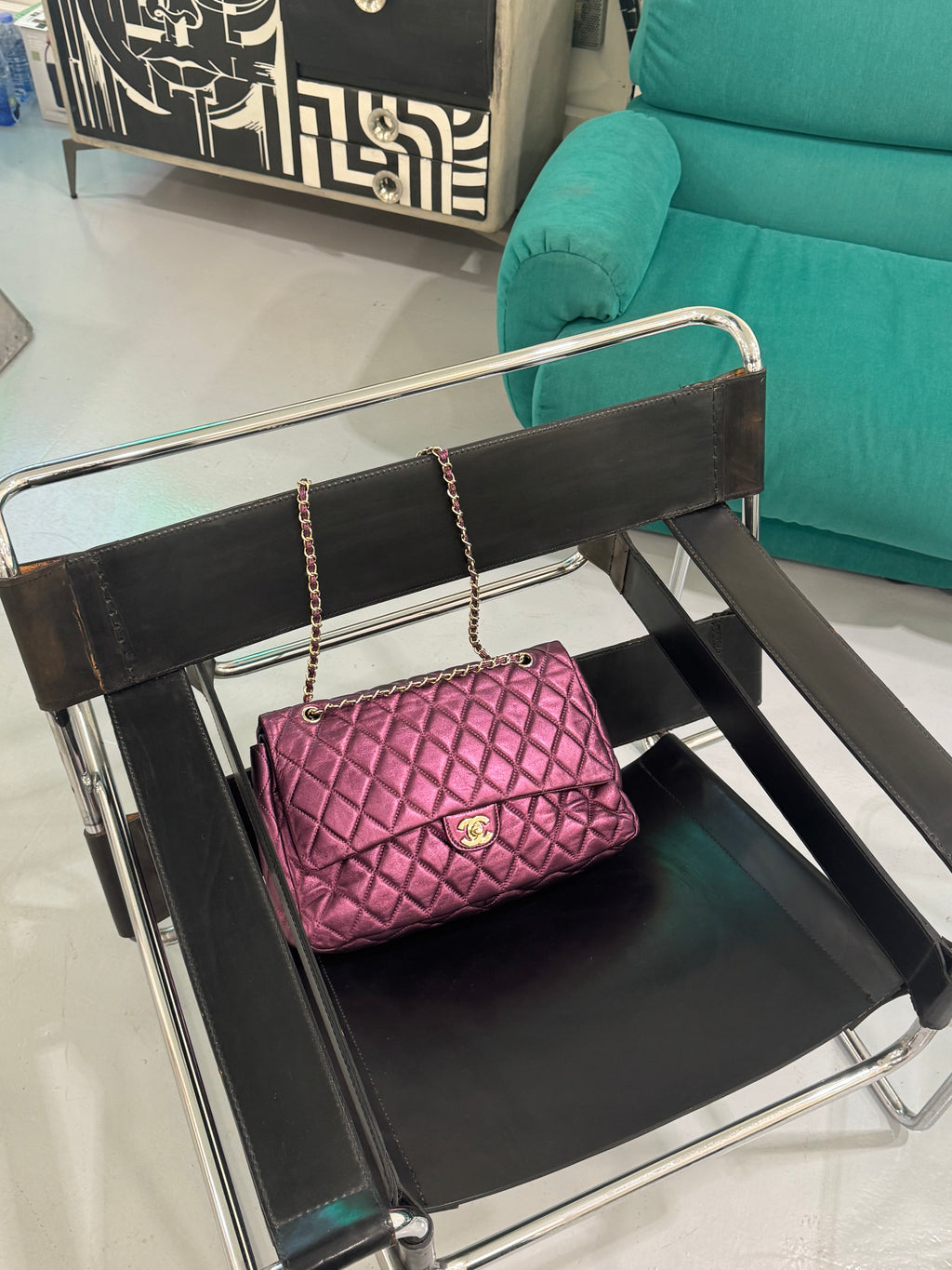 Chanel caviar duffle bag in purple