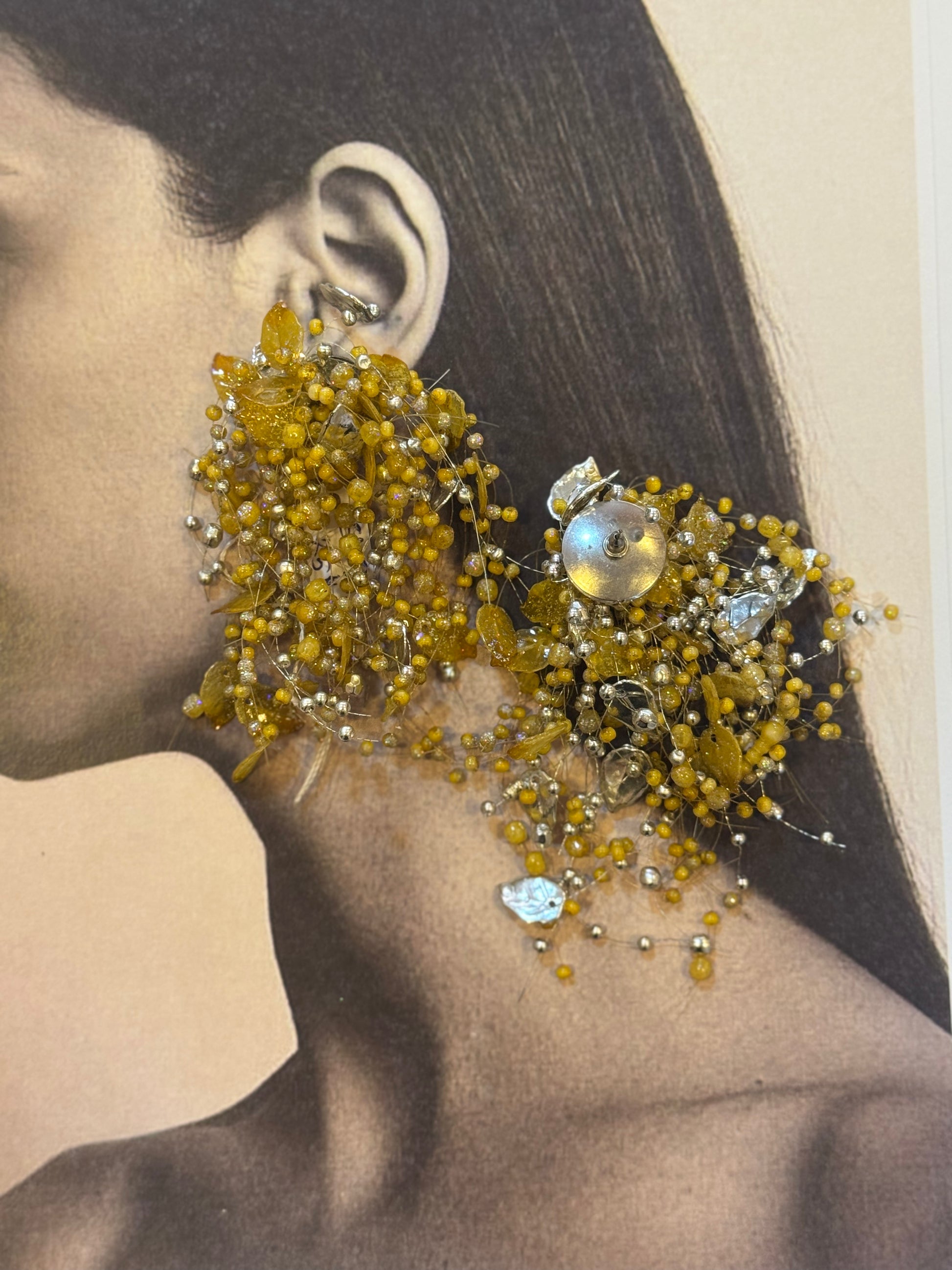 1980's pin earrings with beads