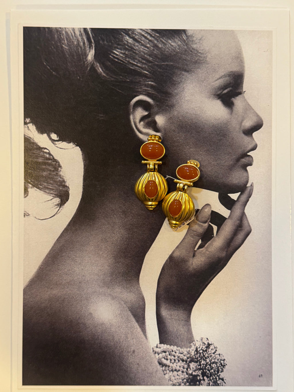 24 Carat gold plated clip-on earrings with brown stones