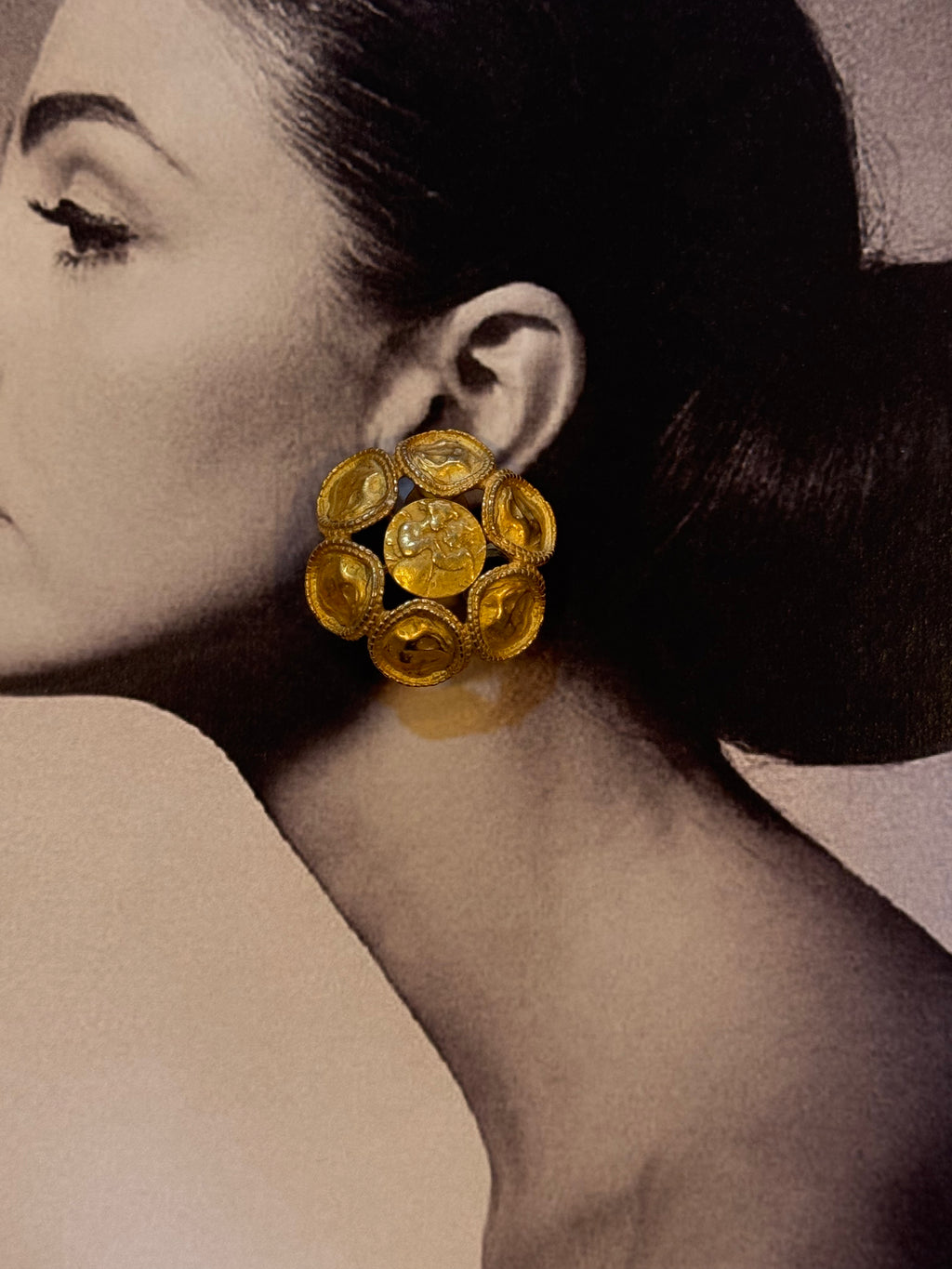 Vintage mid-century gold plated clip ons