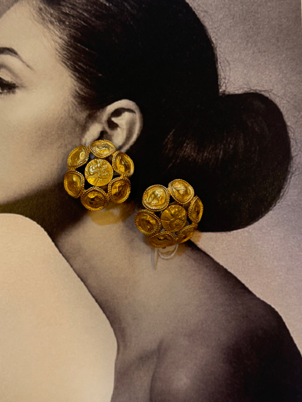 Vintage mid-century gold plated clip ons