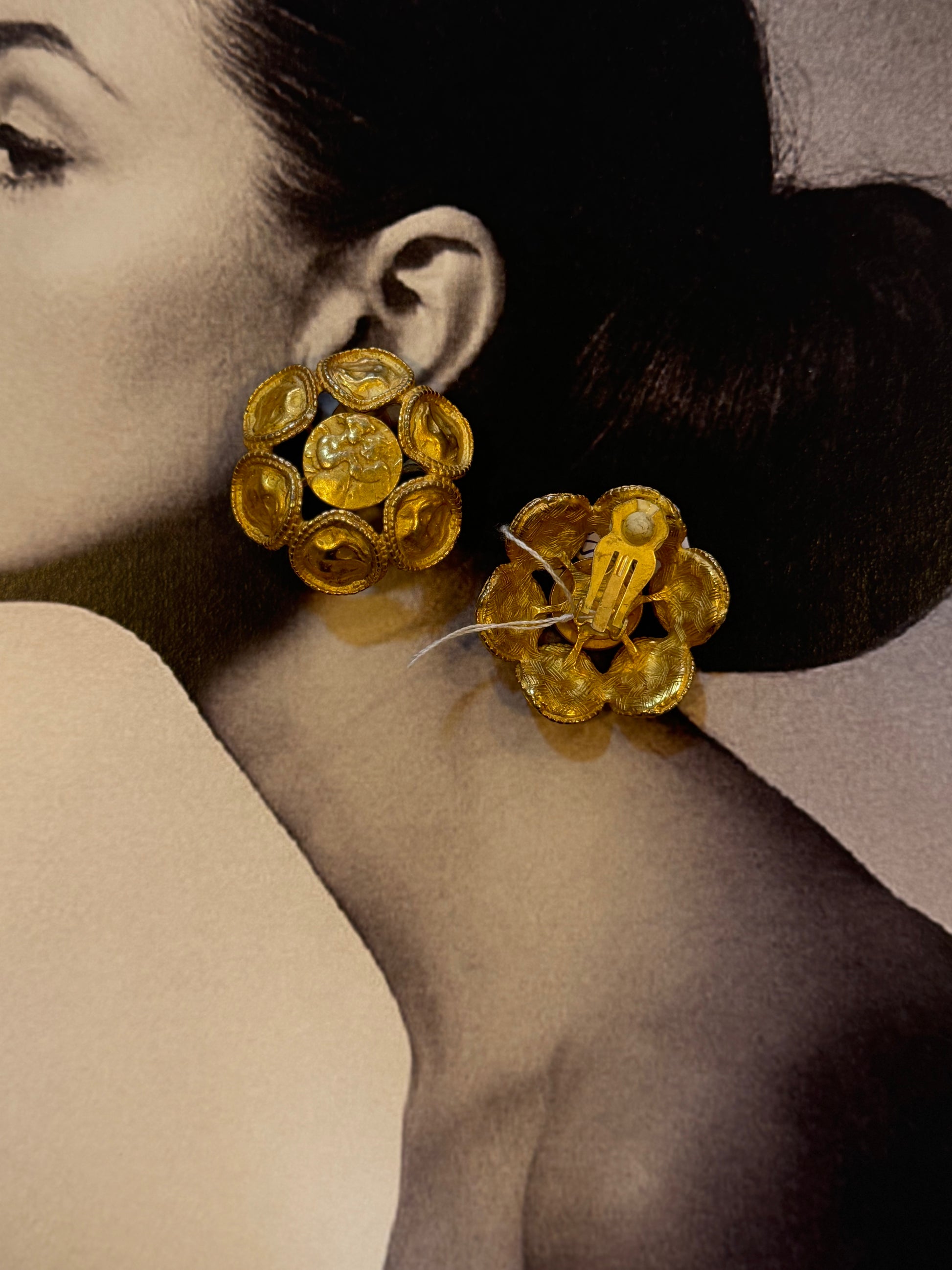 Vintage mid-century gold plated clip ons