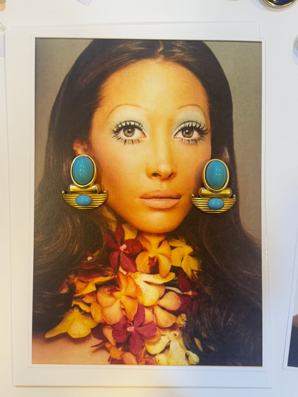 24 Carat gold plated clip-on earrings with Turquoise stone