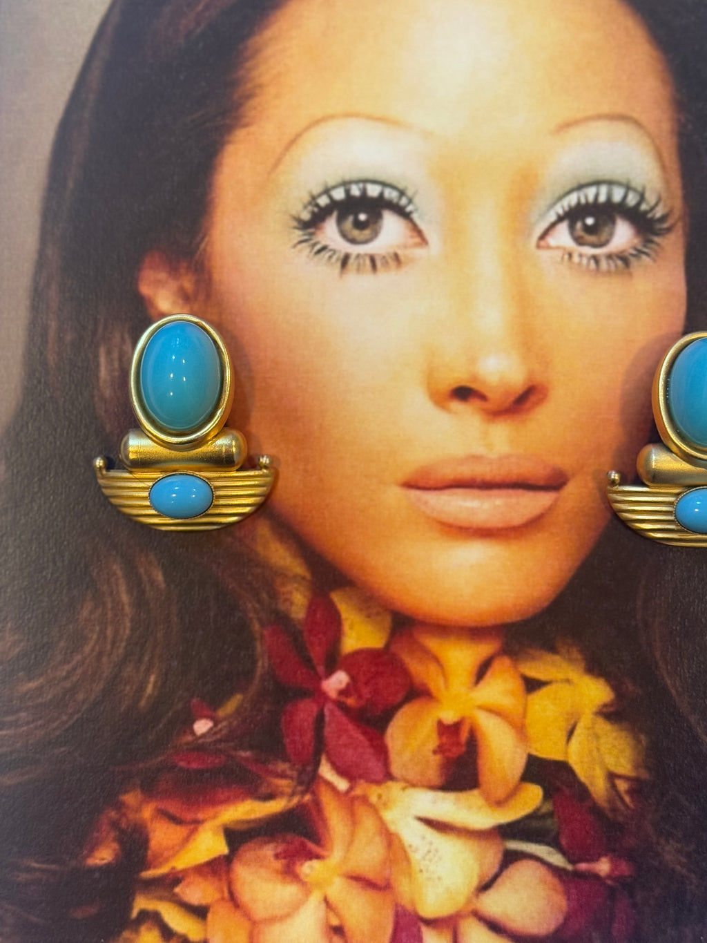 24 Carat gold plated clip-on earrings with Turquoise stone