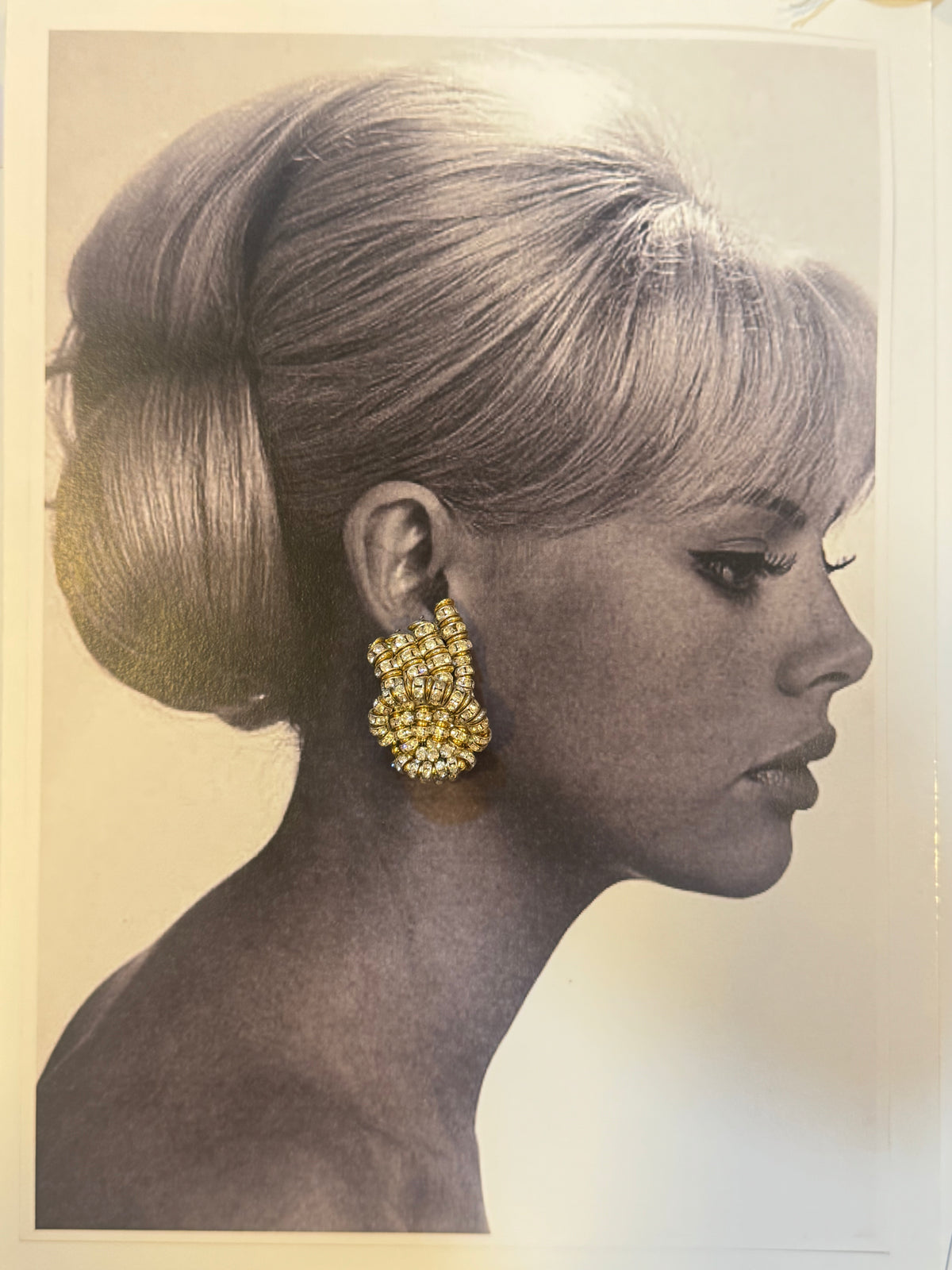1980's gold tone clip ons with rhinestones