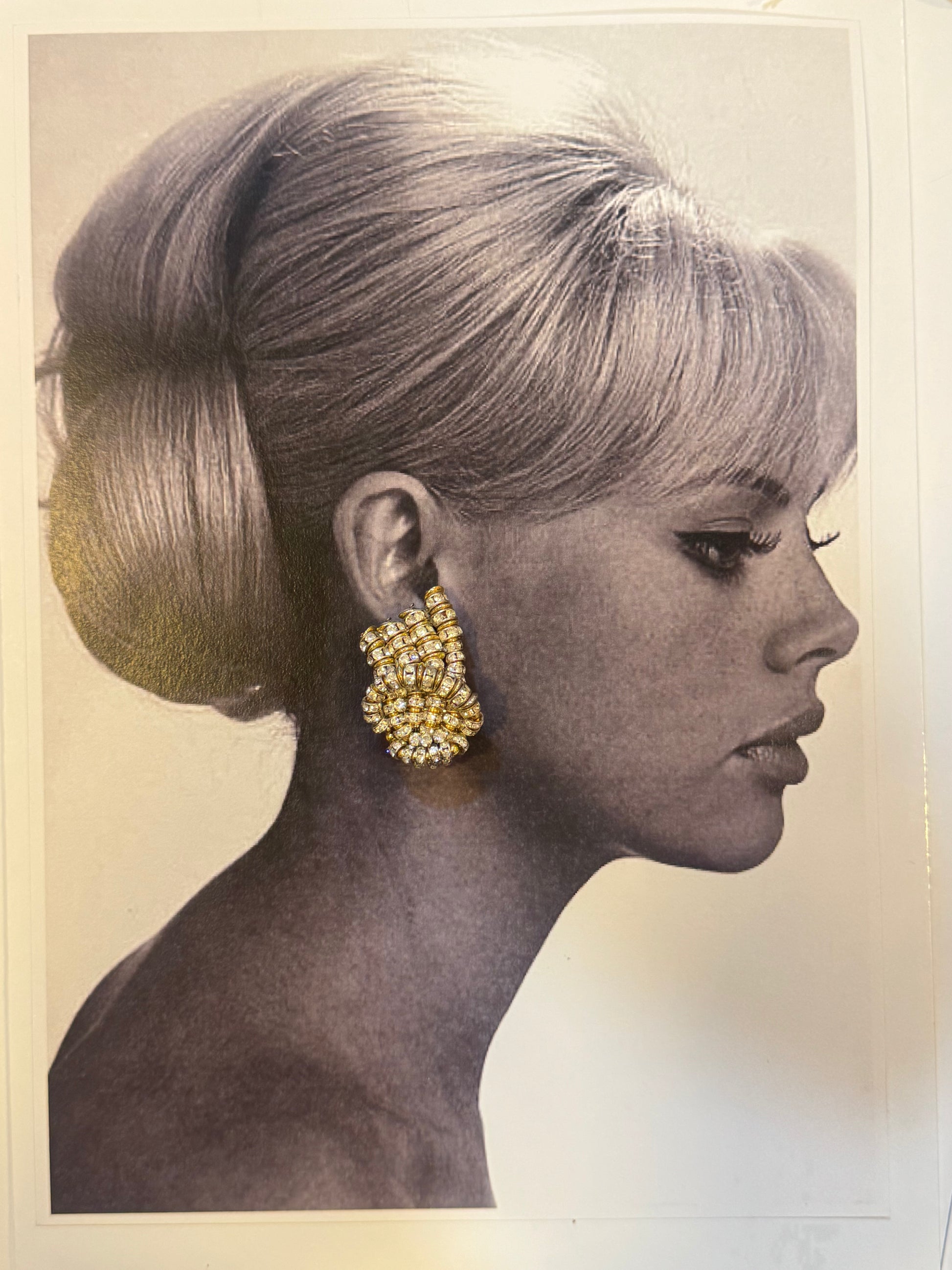 1980's gold tone clip ons with rhinestones