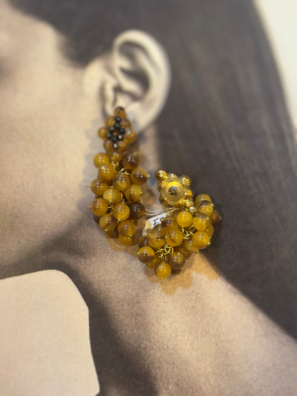 1980's drop grapes style earrings