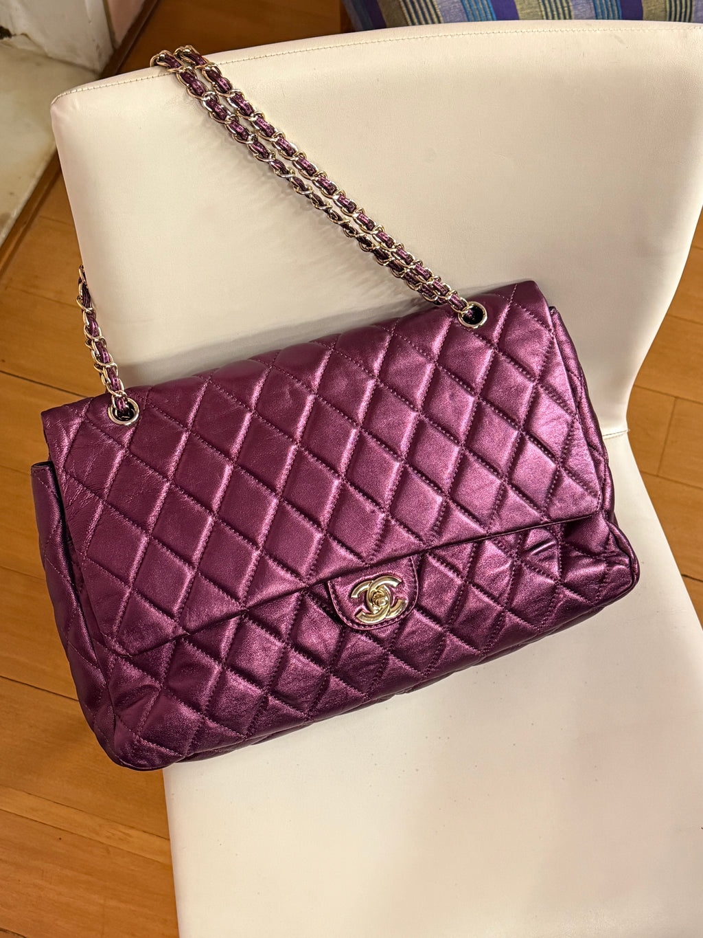 Chanel caviar duffle bag in purple