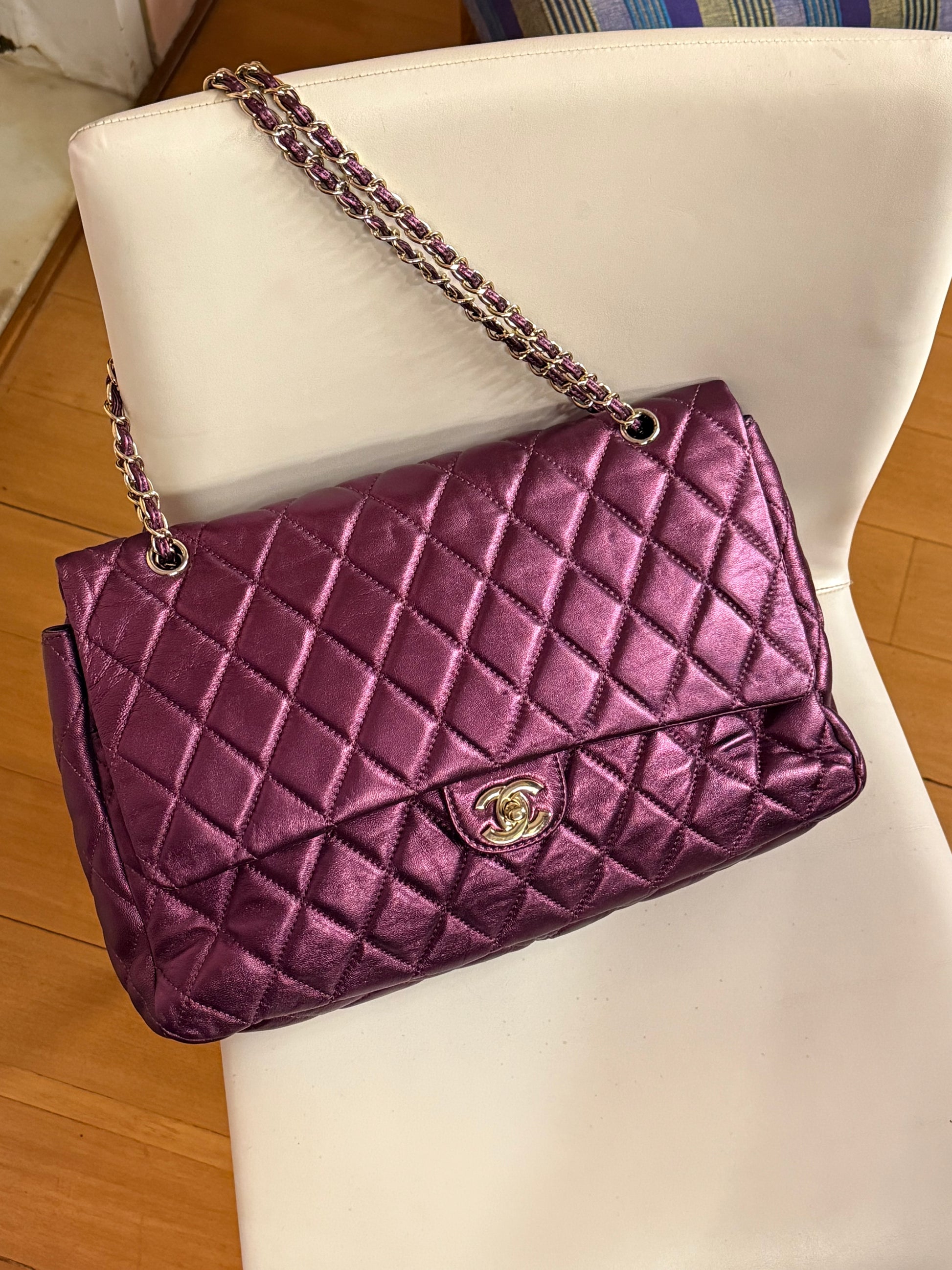 Chanel caviar duffle bag in purple