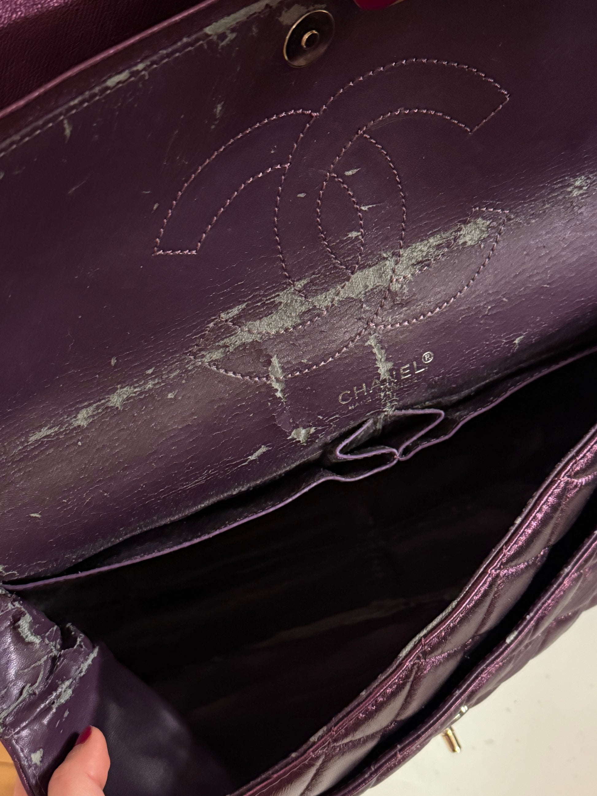 Chanel caviar duffle bag in purple