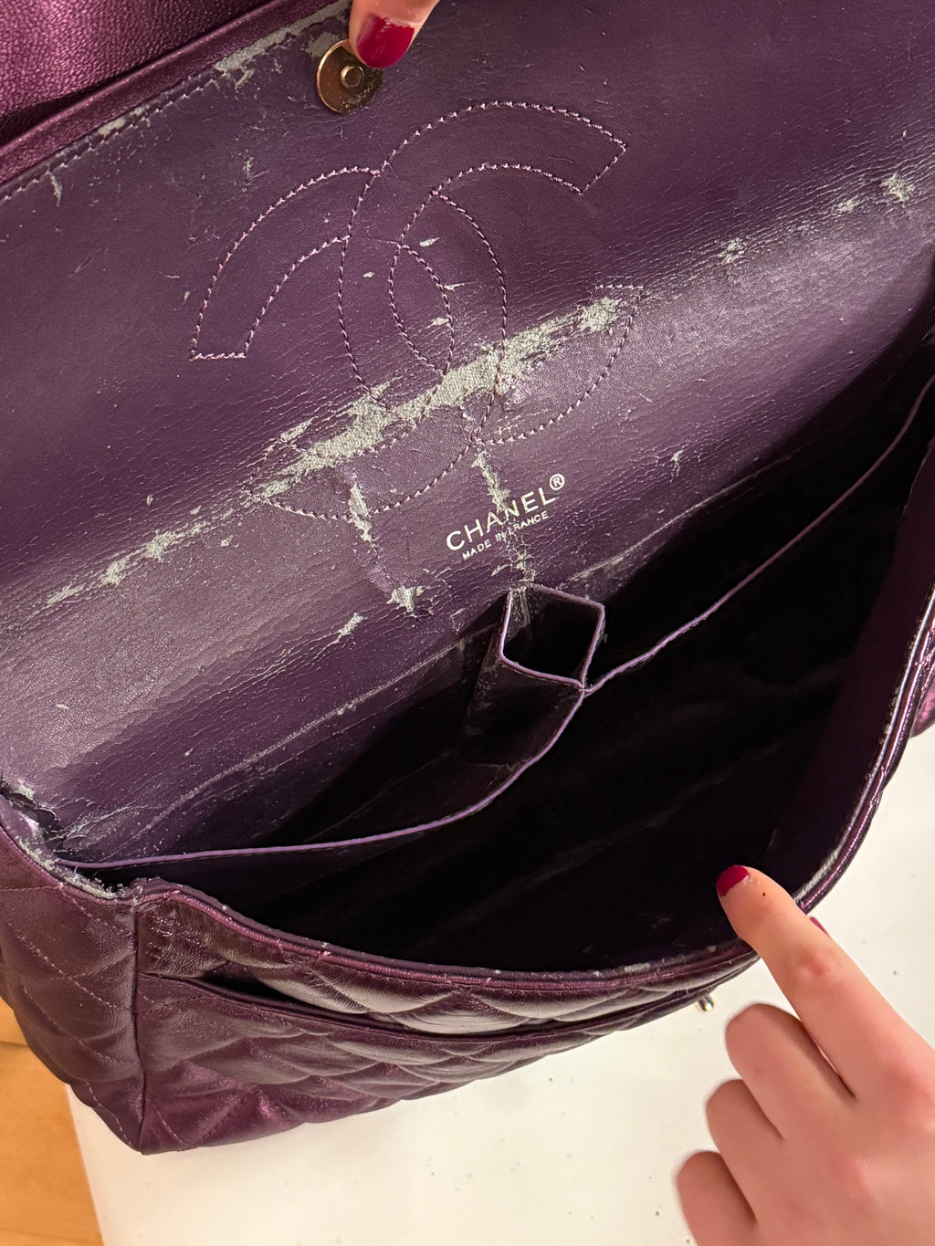Chanel caviar duffle bag in purple