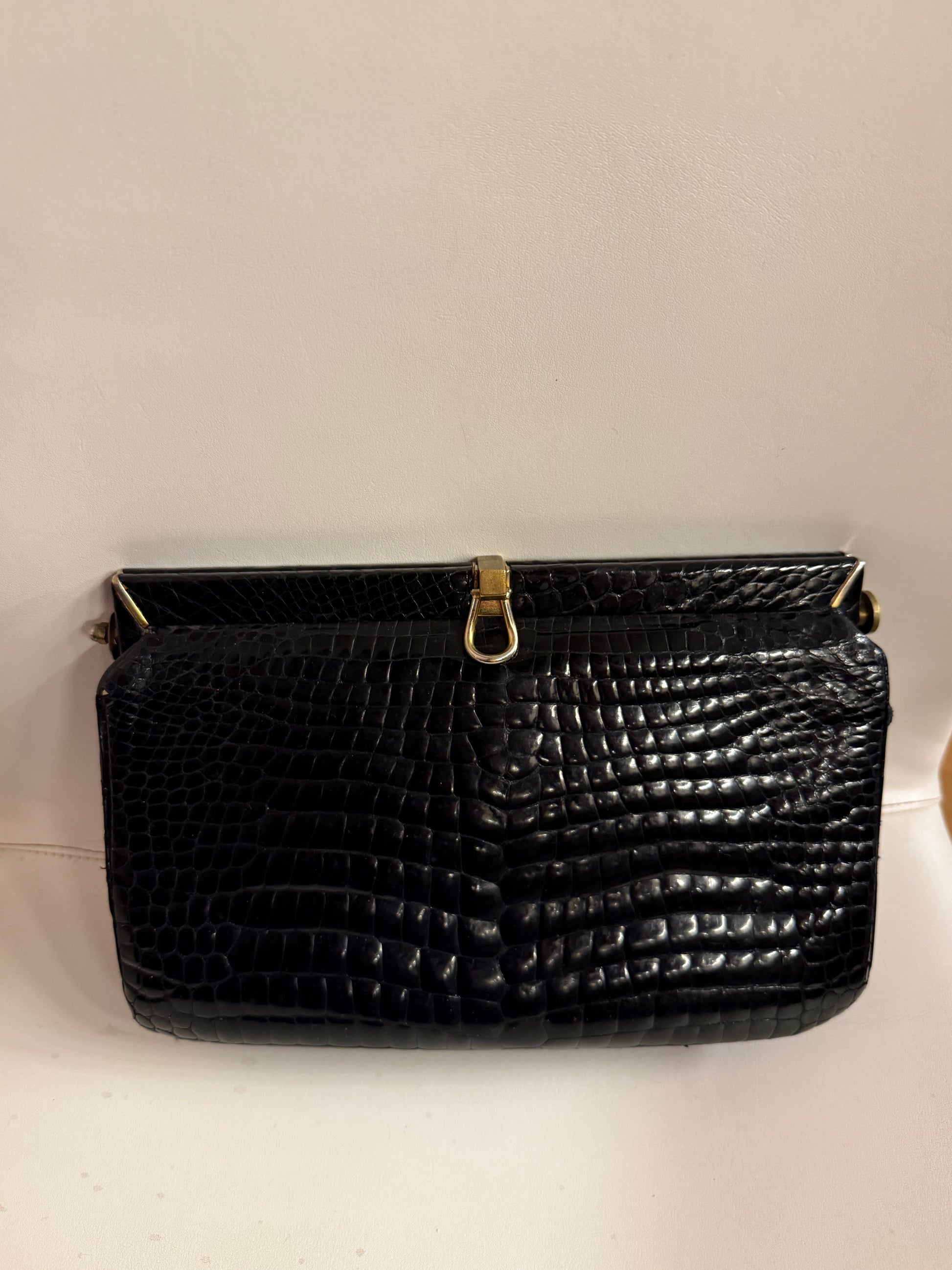 BLACK Crocodile clutch