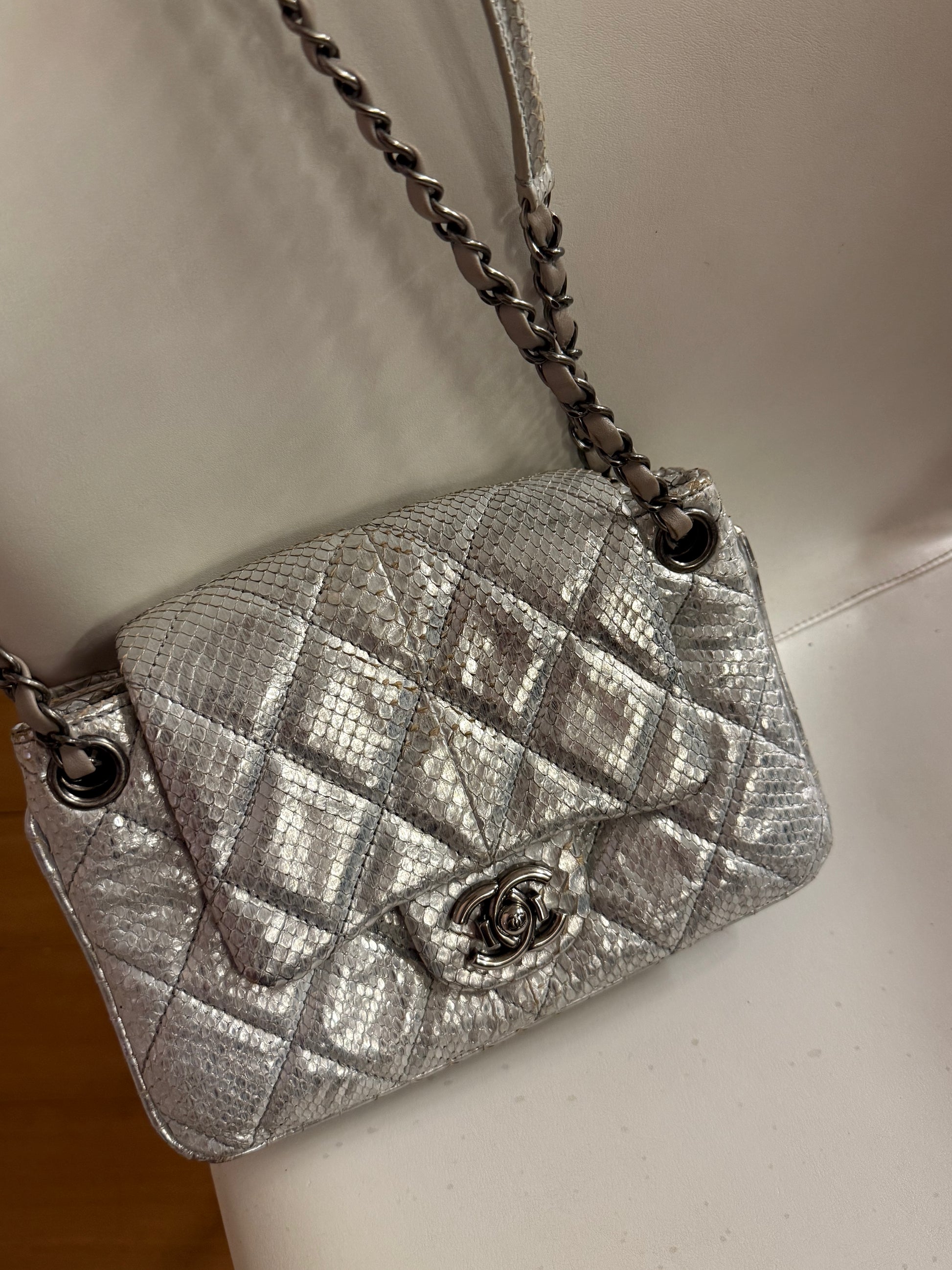 2010 Chanel limited edition silver shoulder bag