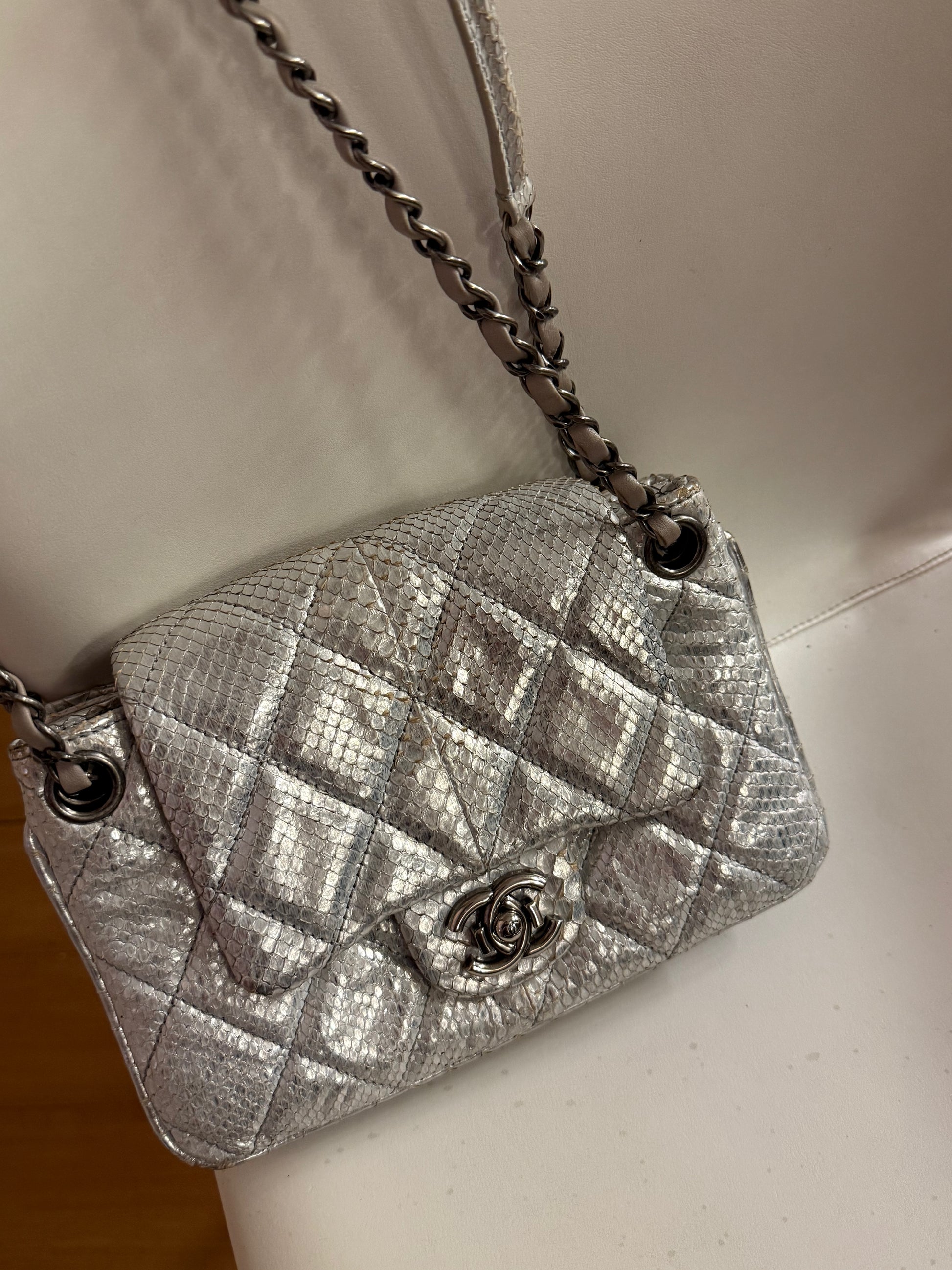 2010 Chanel limited edition silver shoulder bag