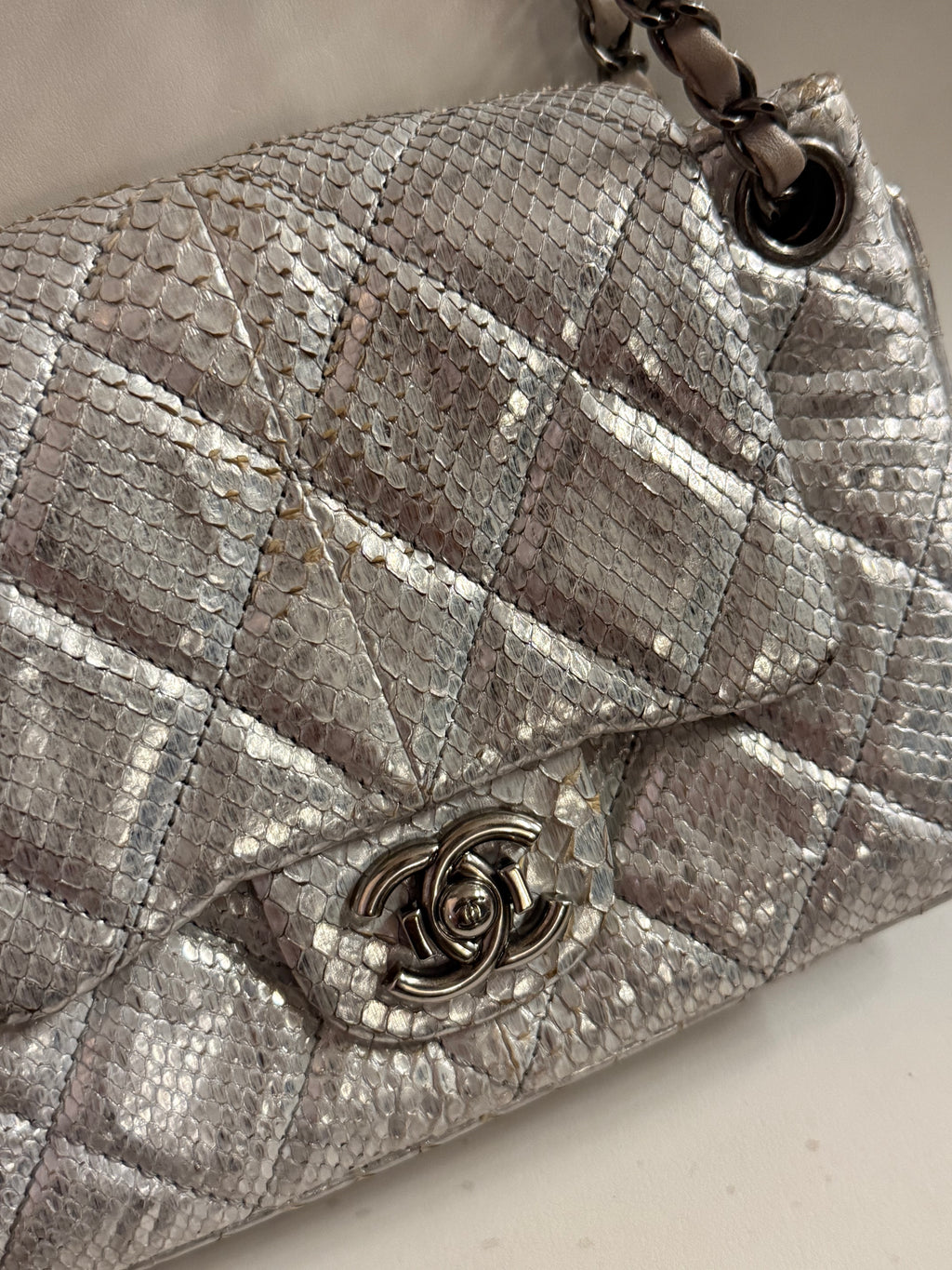 2010 Chanel limited edition silver shoulder bag