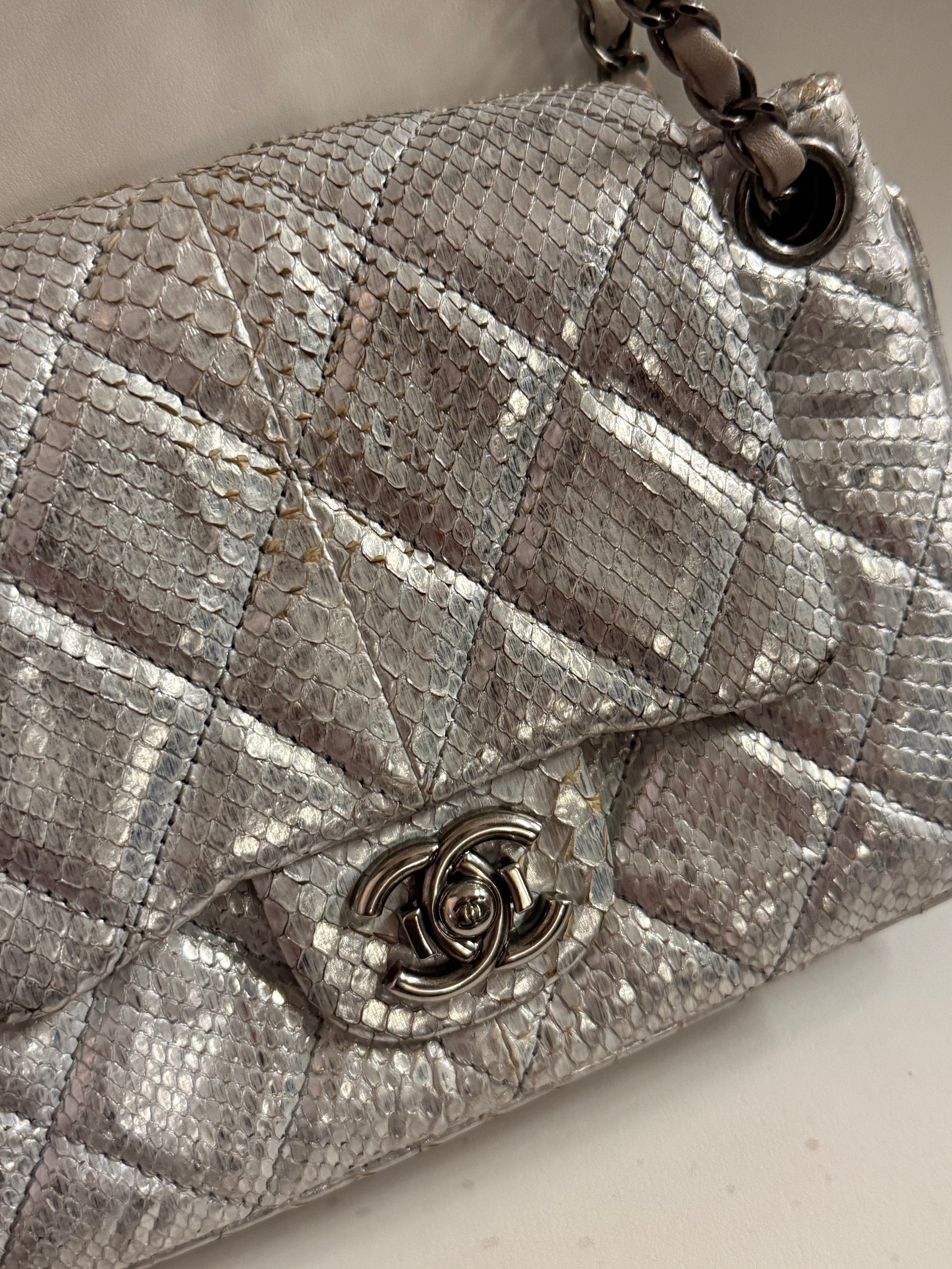 2010 Chanel limited edition silver shoulder bag