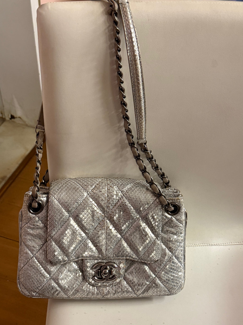 2010 Chanel limited edition silver shoulder bag