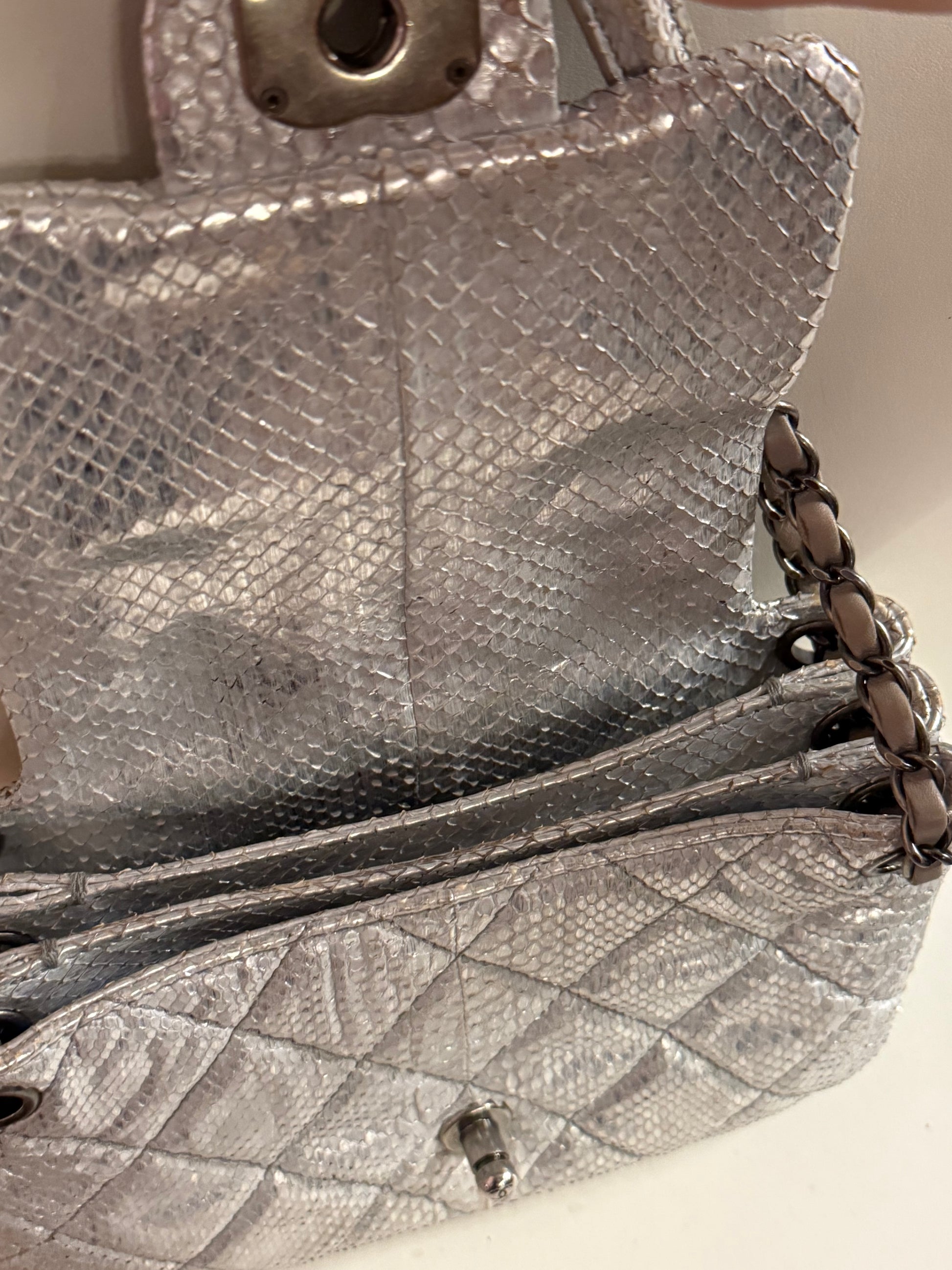 2010 Chanel limited edition silver shoulder bag