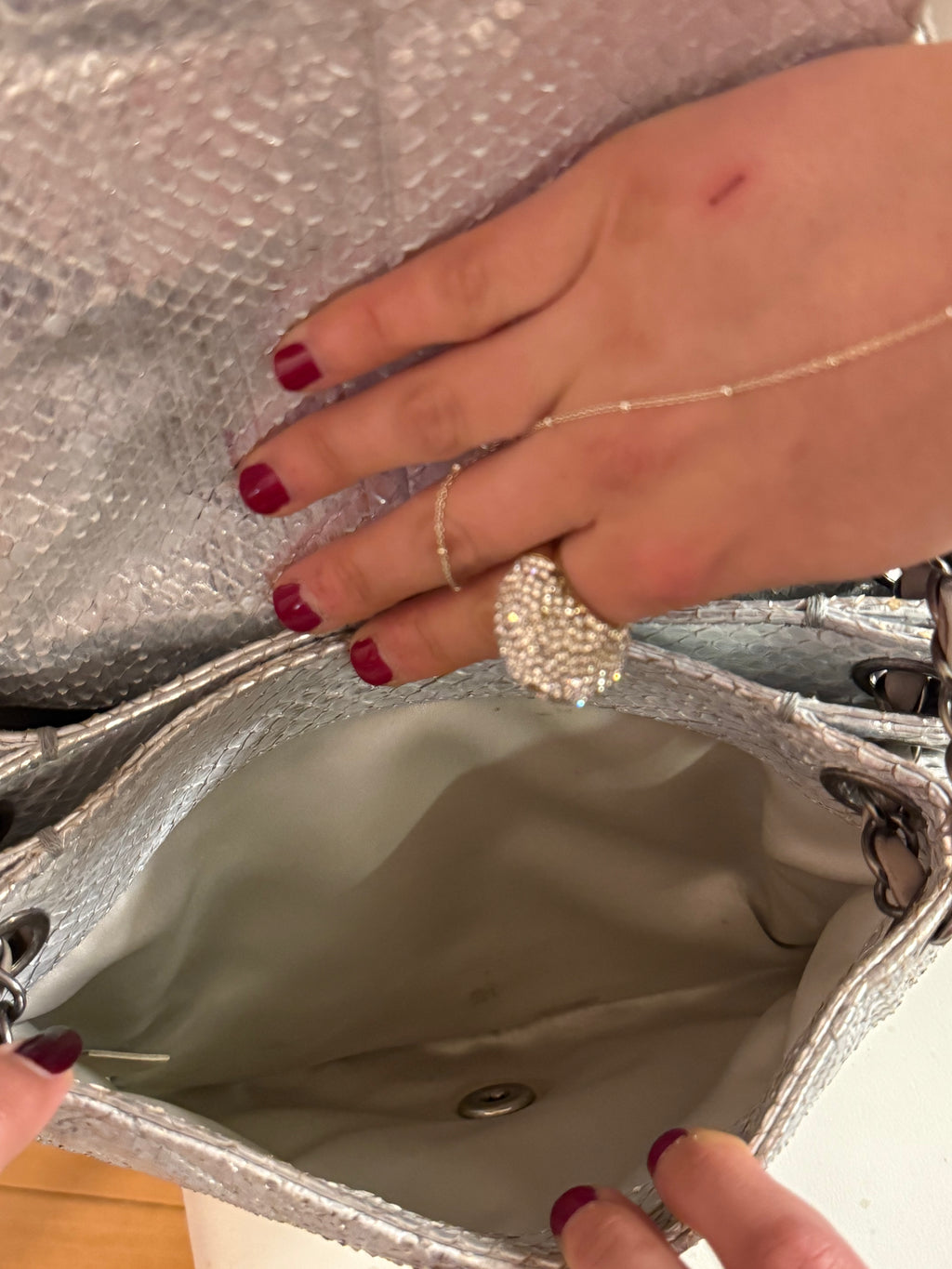 2010 Chanel limited edition silver shoulder bag