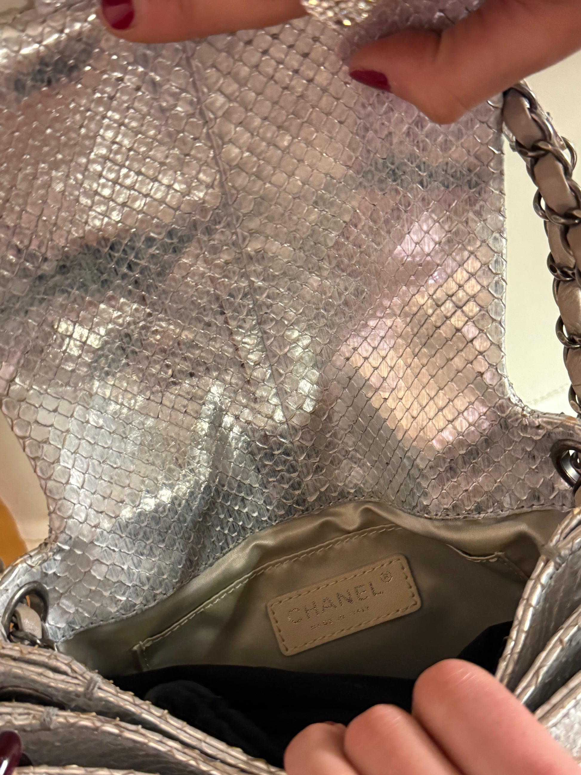 2010 Chanel limited edition silver shoulder bag