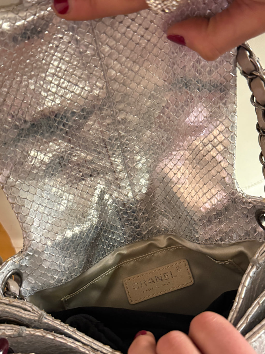 2010 Chanel limited edition silver shoulder bag