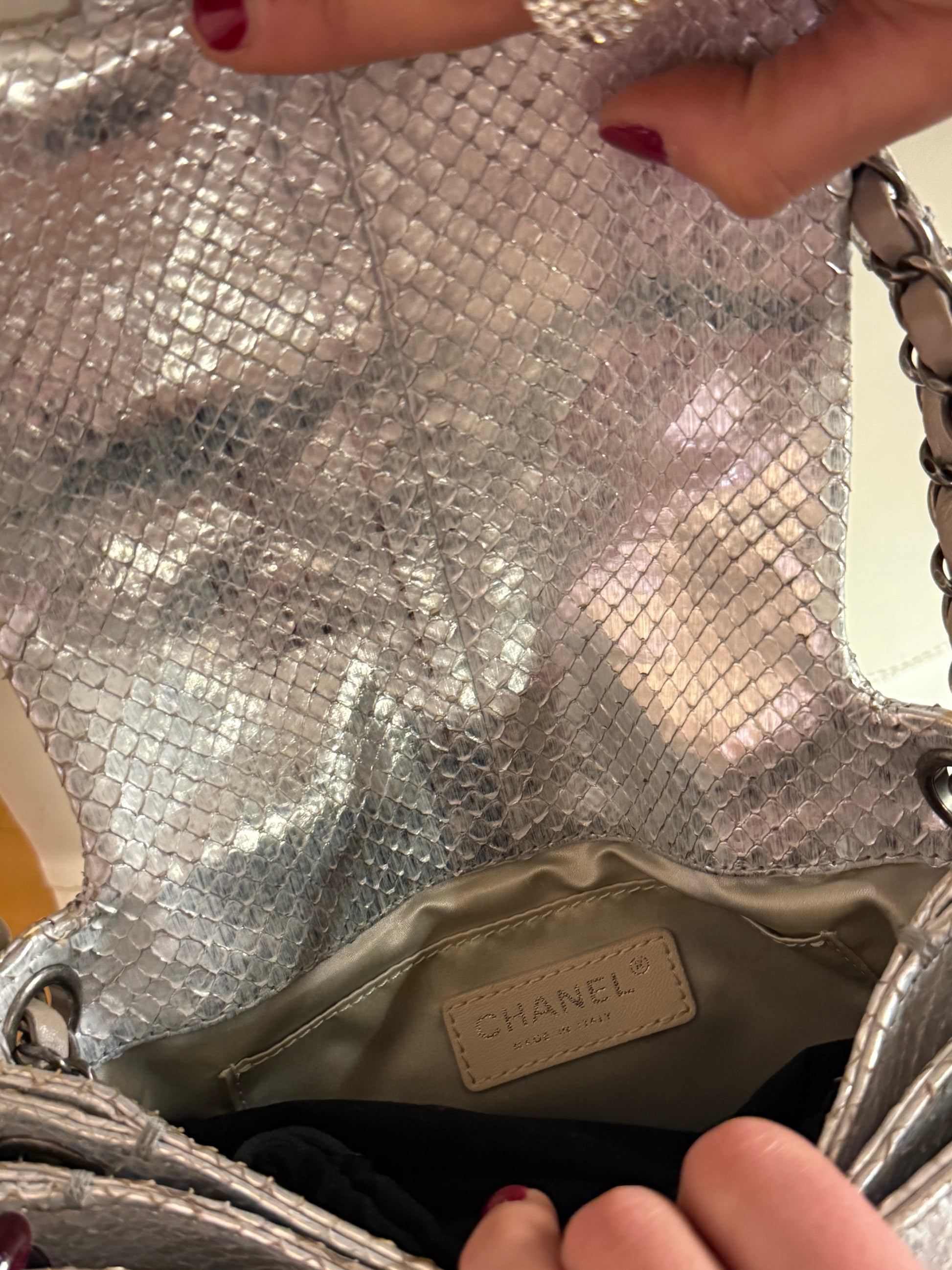2010 Chanel limited edition silver shoulder bag