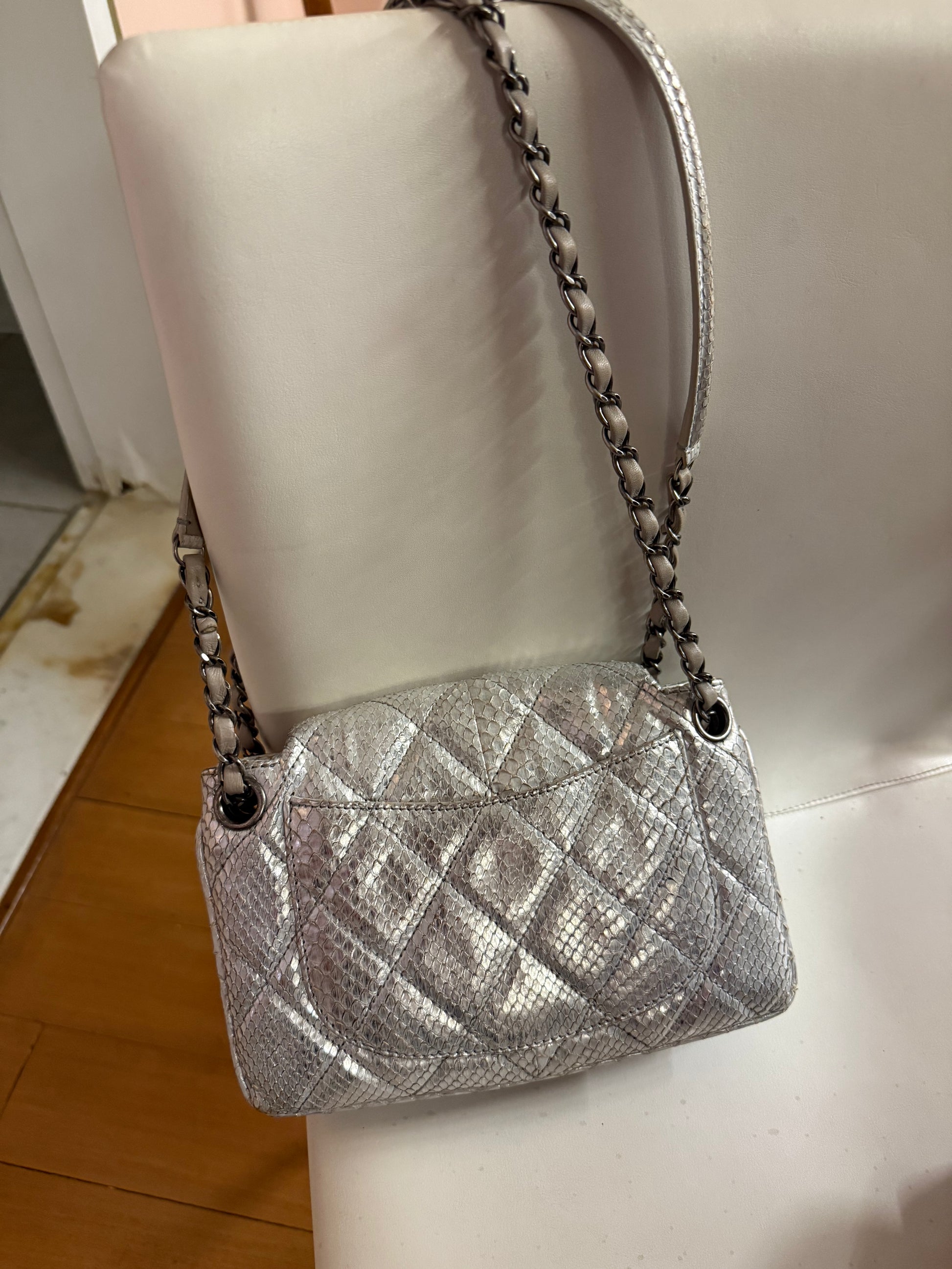 2010 Chanel limited edition silver shoulder bag