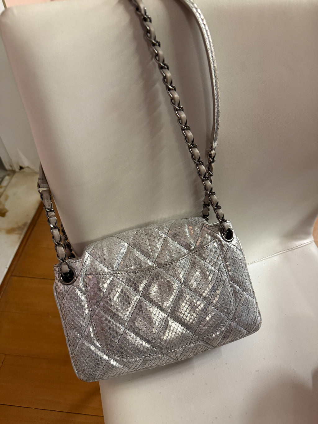 2010 Chanel limited edition silver shoulder bag