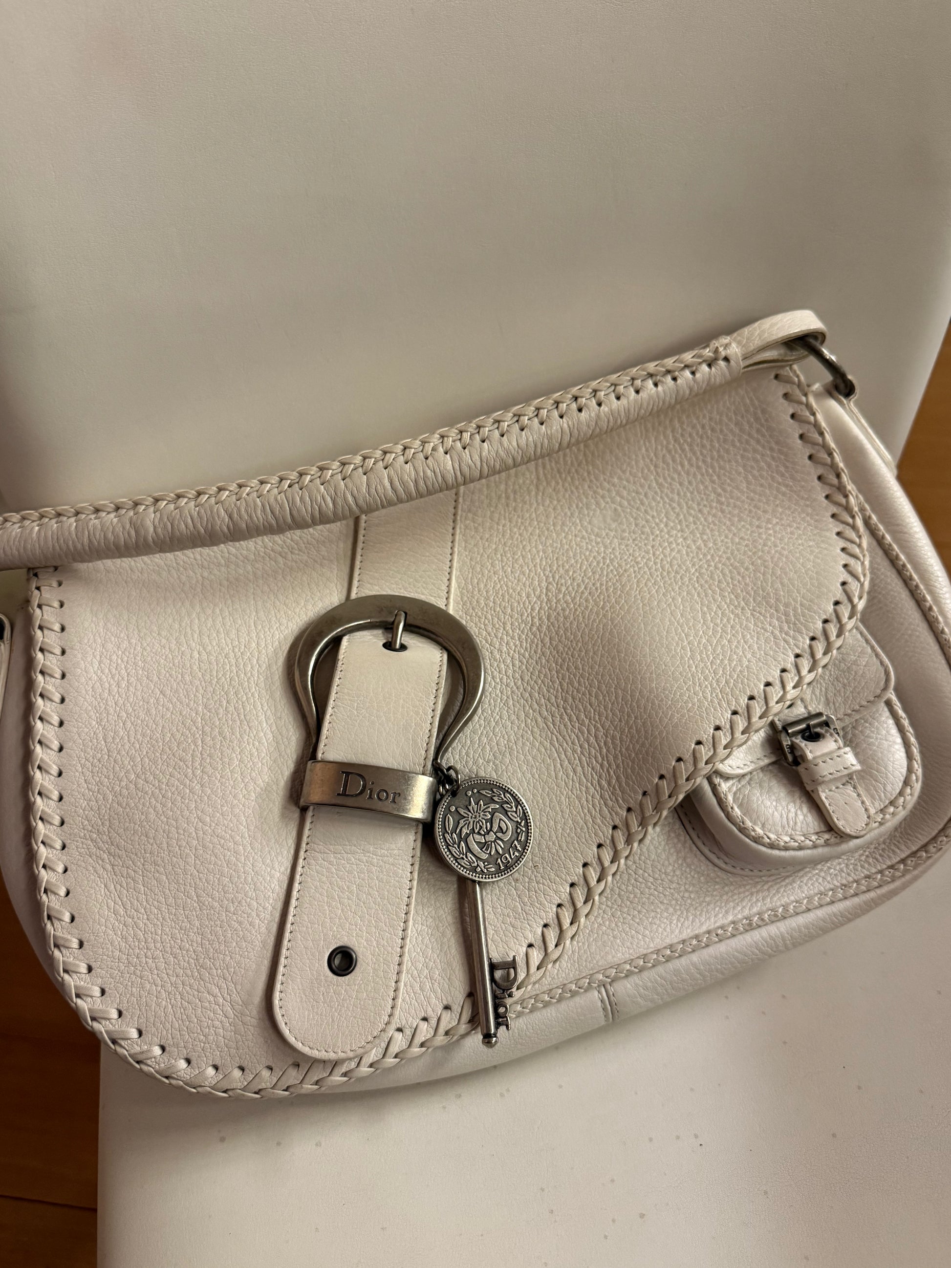 2006 Christian Dior Gaucho leather bag in white