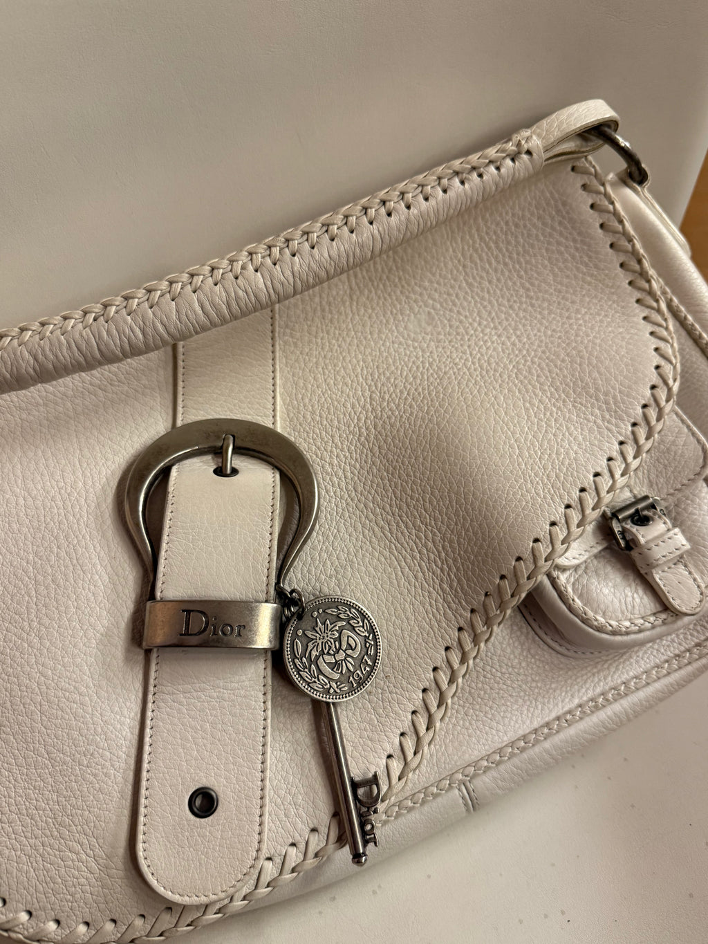 2006 Christian Dior Gaucho leather bag in white