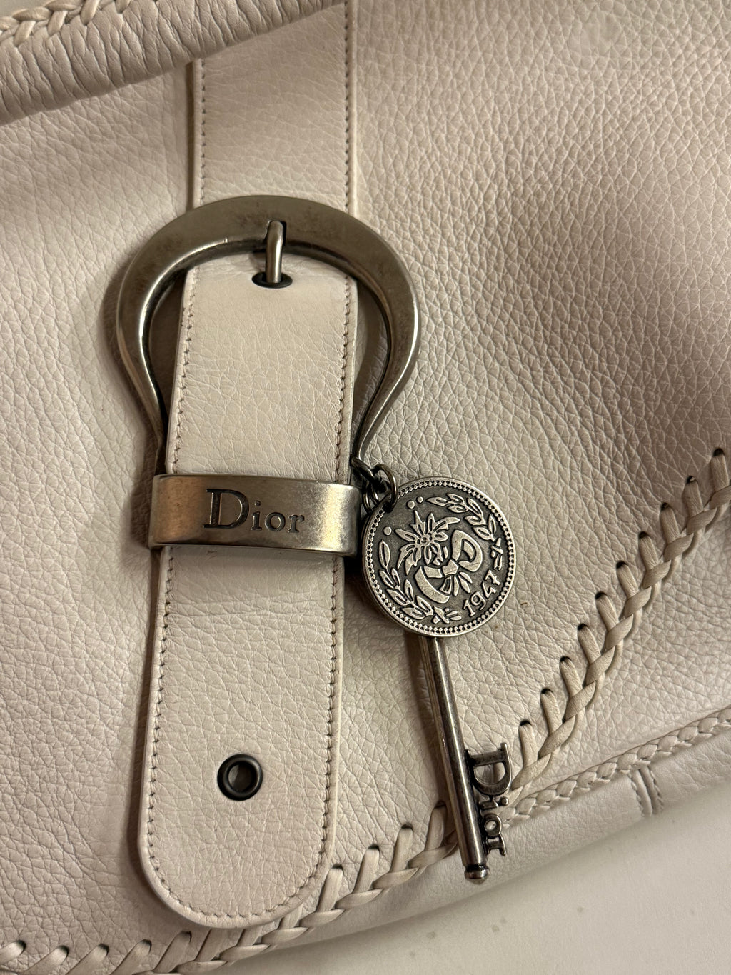 2006 Christian Dior Gaucho leather bag in white